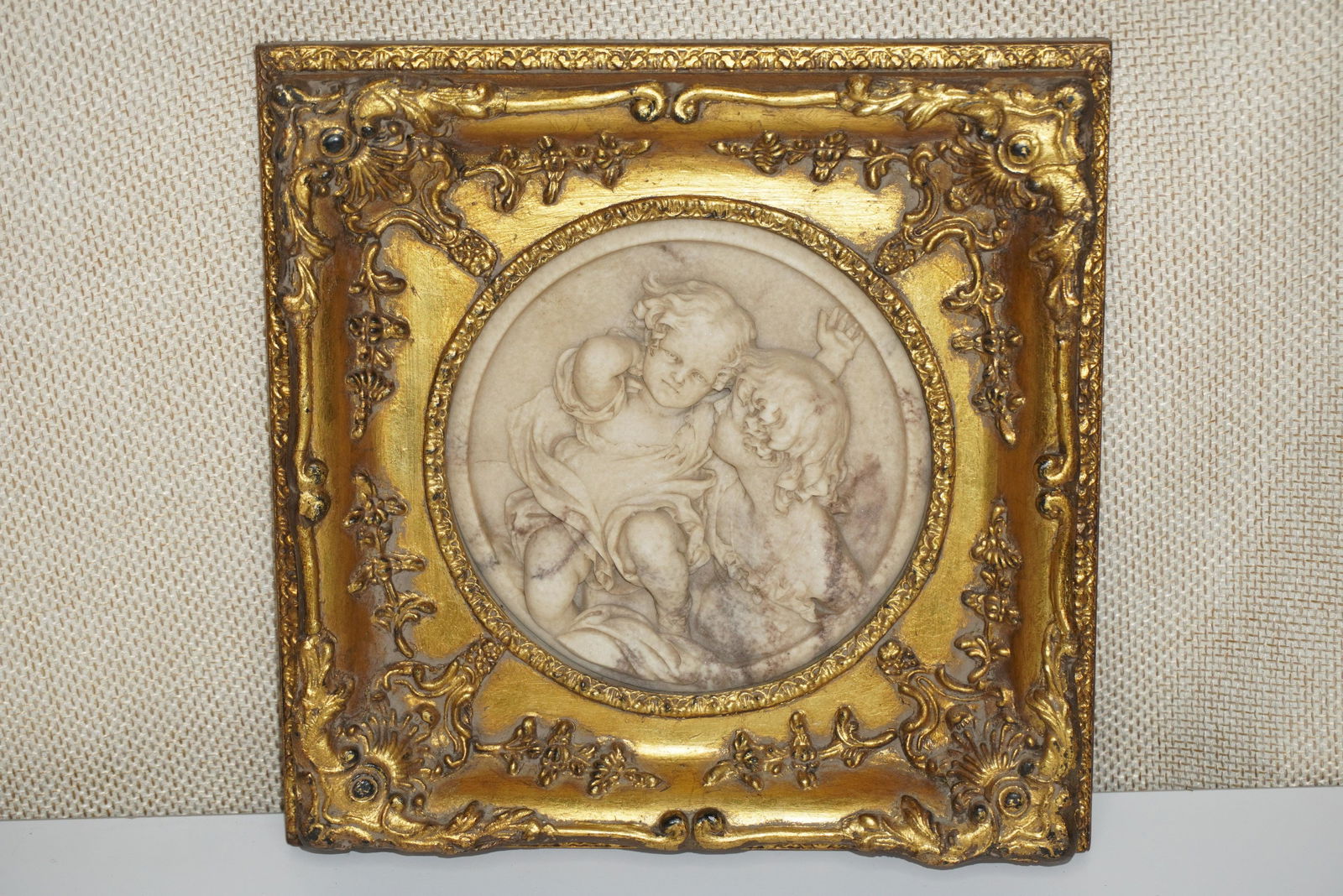 ENRICO BRAGA MARBLE CHERUB PLAQUE (1 of 4)