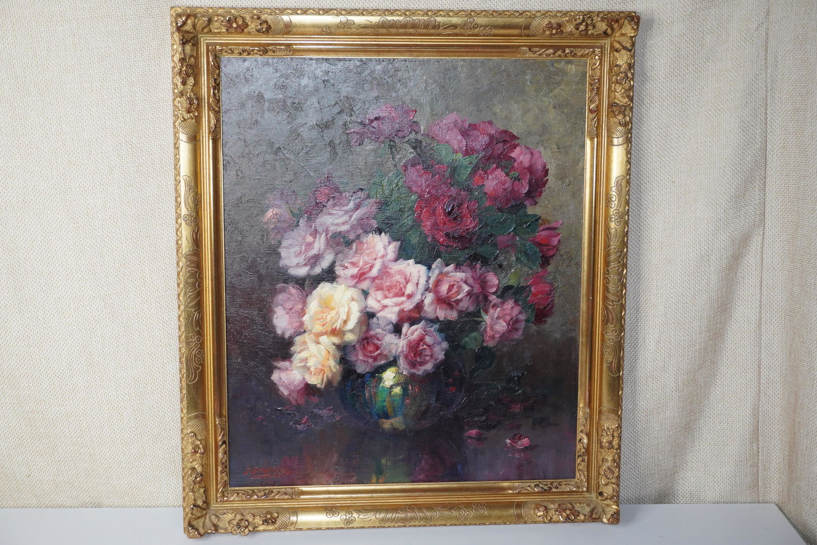 FRAMED STILL LIFE FLORAL OIL ON CANVAS (1 of 4)
