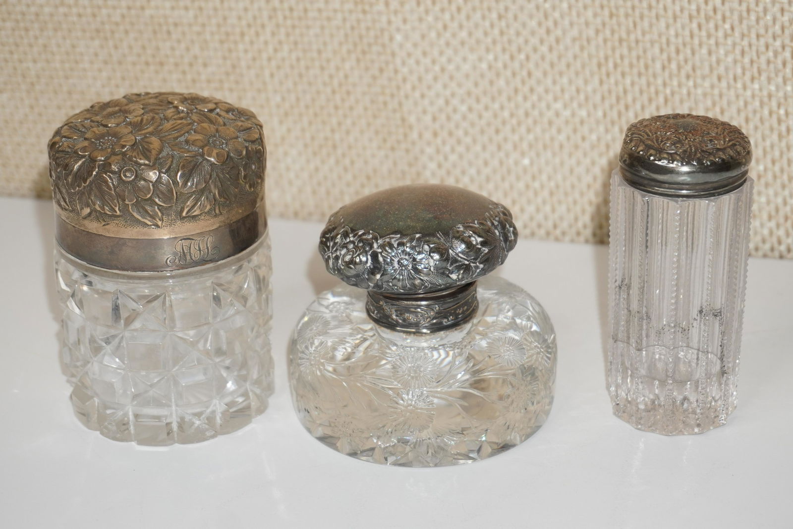 3 STERLING SILVER & CRYSTAL DRESSER JARS (1 of 4)