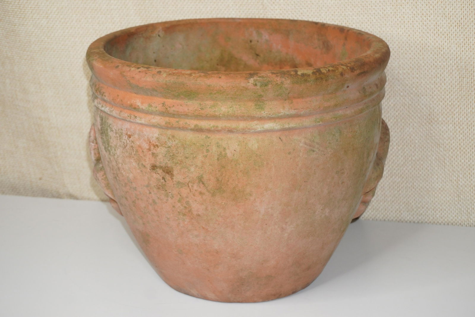 CLAY GARDEN POT W/ FLUER DE LIS DESIGN (1 of 3)