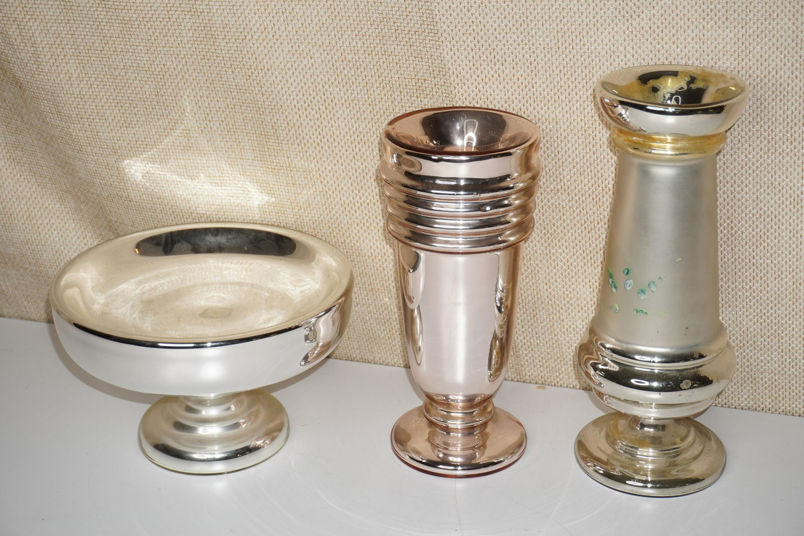 GROUP OF 3 VINTAGE MERCURY GLASS ITEMS (1 of 2)
