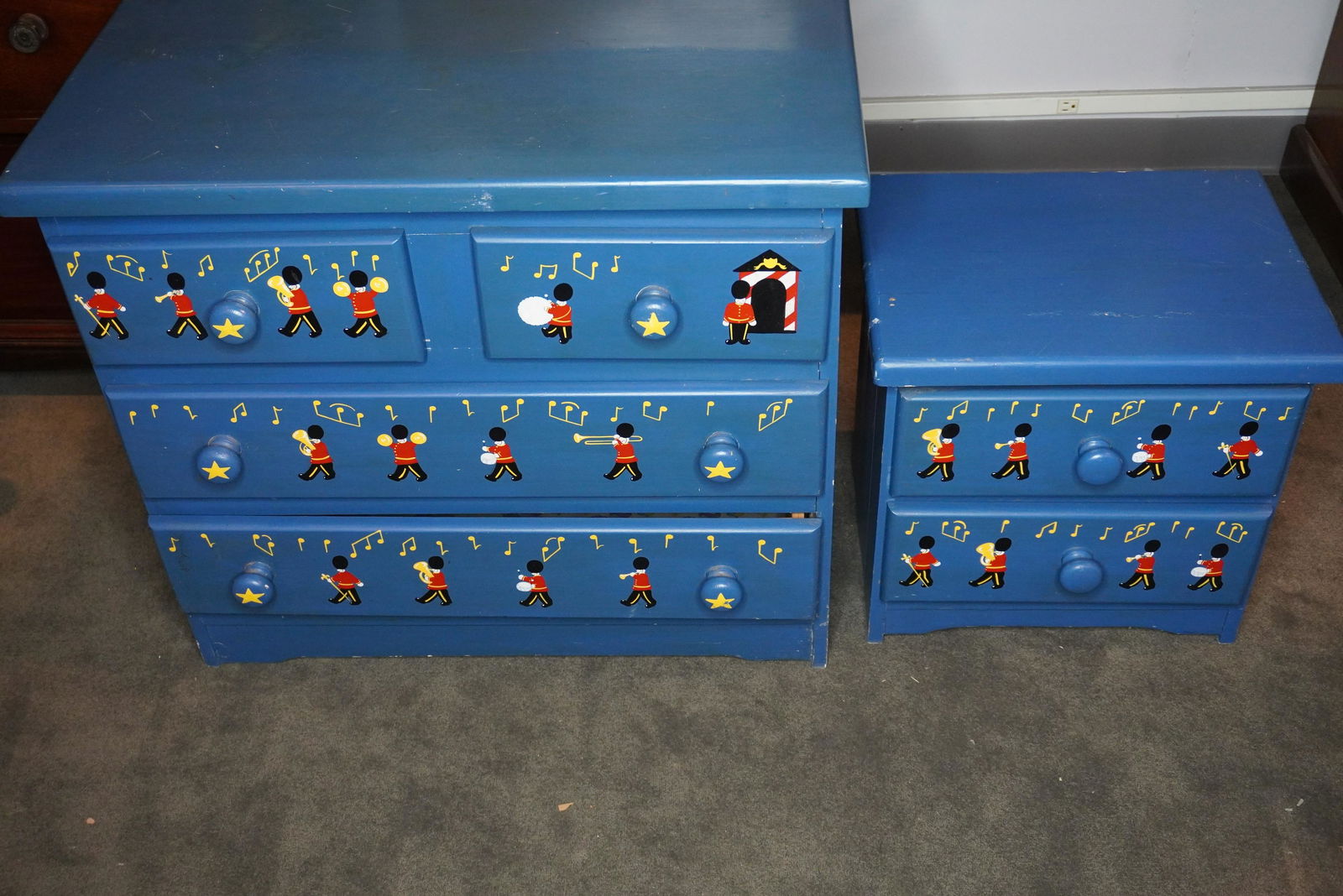 SMALL PAINTED DRESSER & NIGHTSTAND (1 of 7)