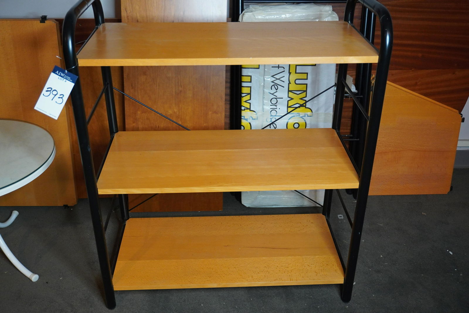 WOOD & METAL 3 SHELF UNIT (1 of 4)