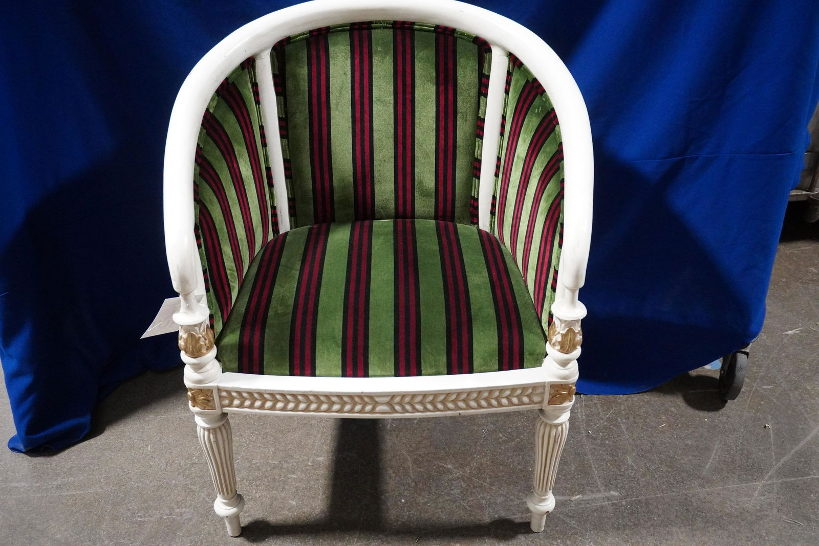 FRENCH WHITE PAINTED BARREL CHAIR (1 of 7)