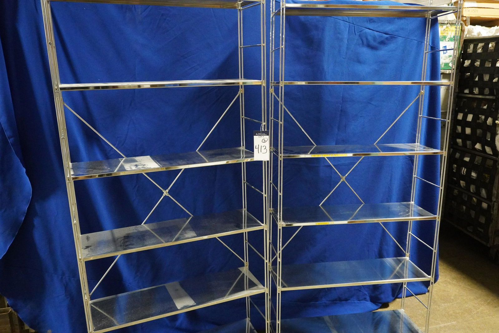 PAIR OF CHROME 6 SHELF BOOKCASES (1 of 5)