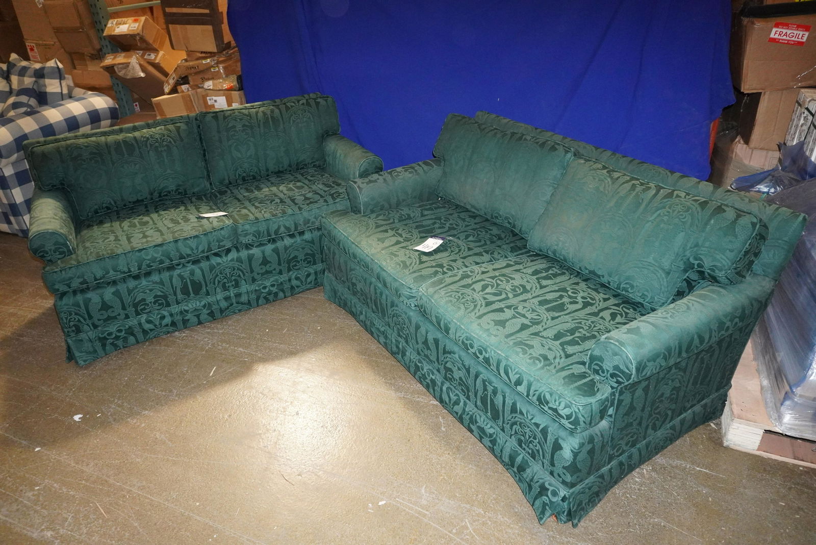 PAIR OF GREEN UPHOLSTERED SOFA (1 of 6)