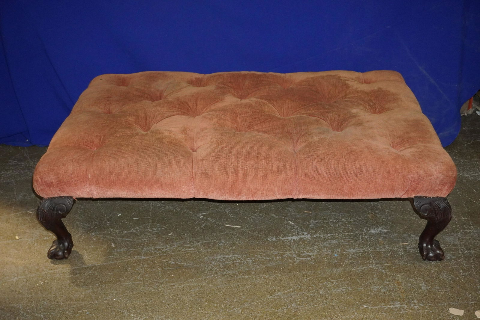 TUFTED RUST VELVET OVERSIZED OTTOMAN (1 of 5)