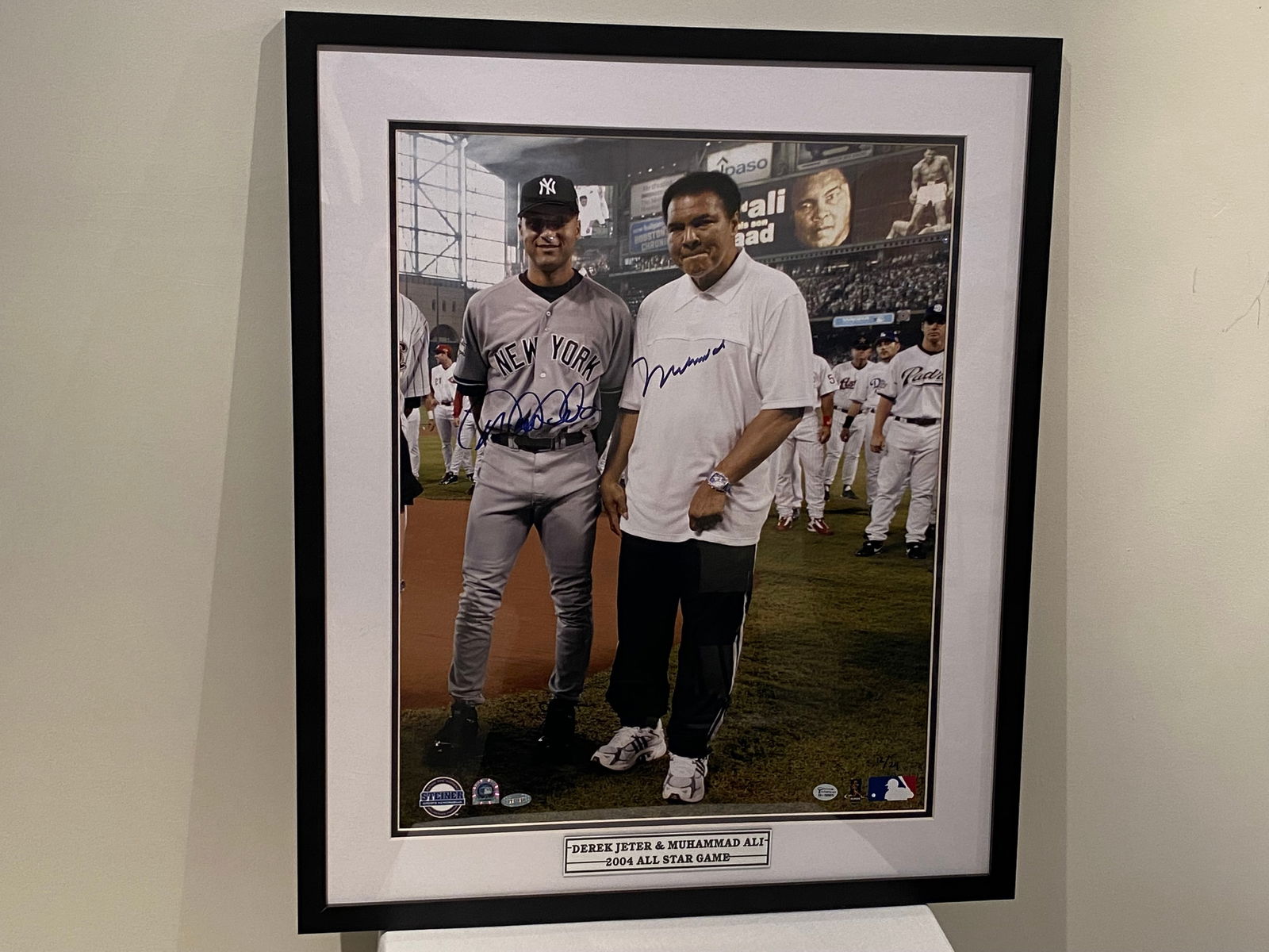 Certified Derek Jeter and Muhammad Ali Signed 2004 All Star Game Framed Photograph (1 of 10)
