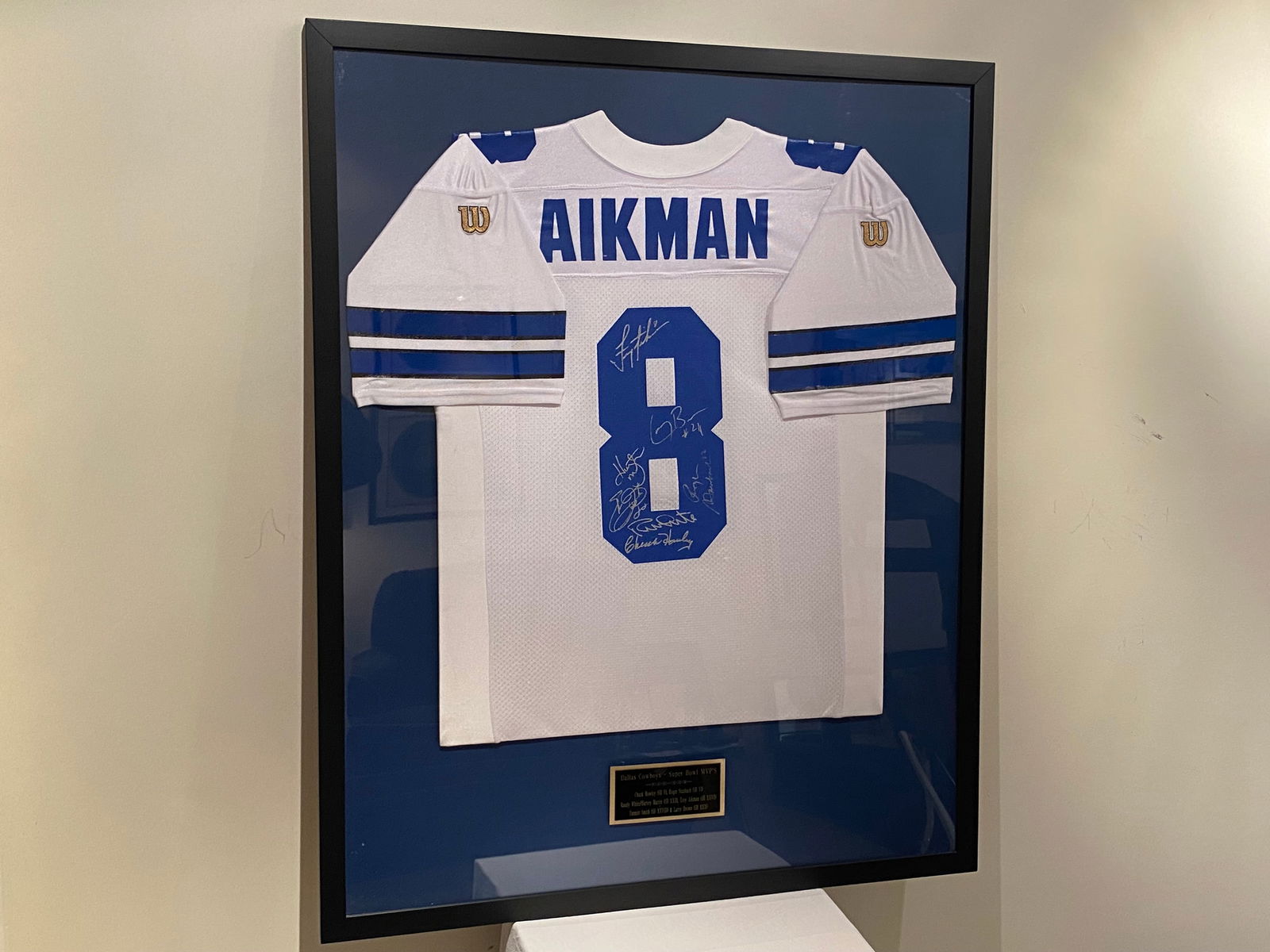Certified Dallas Cowboys Super Bowl MVPs Autographed Troy Aikman Framed Jersey (1 of 11)