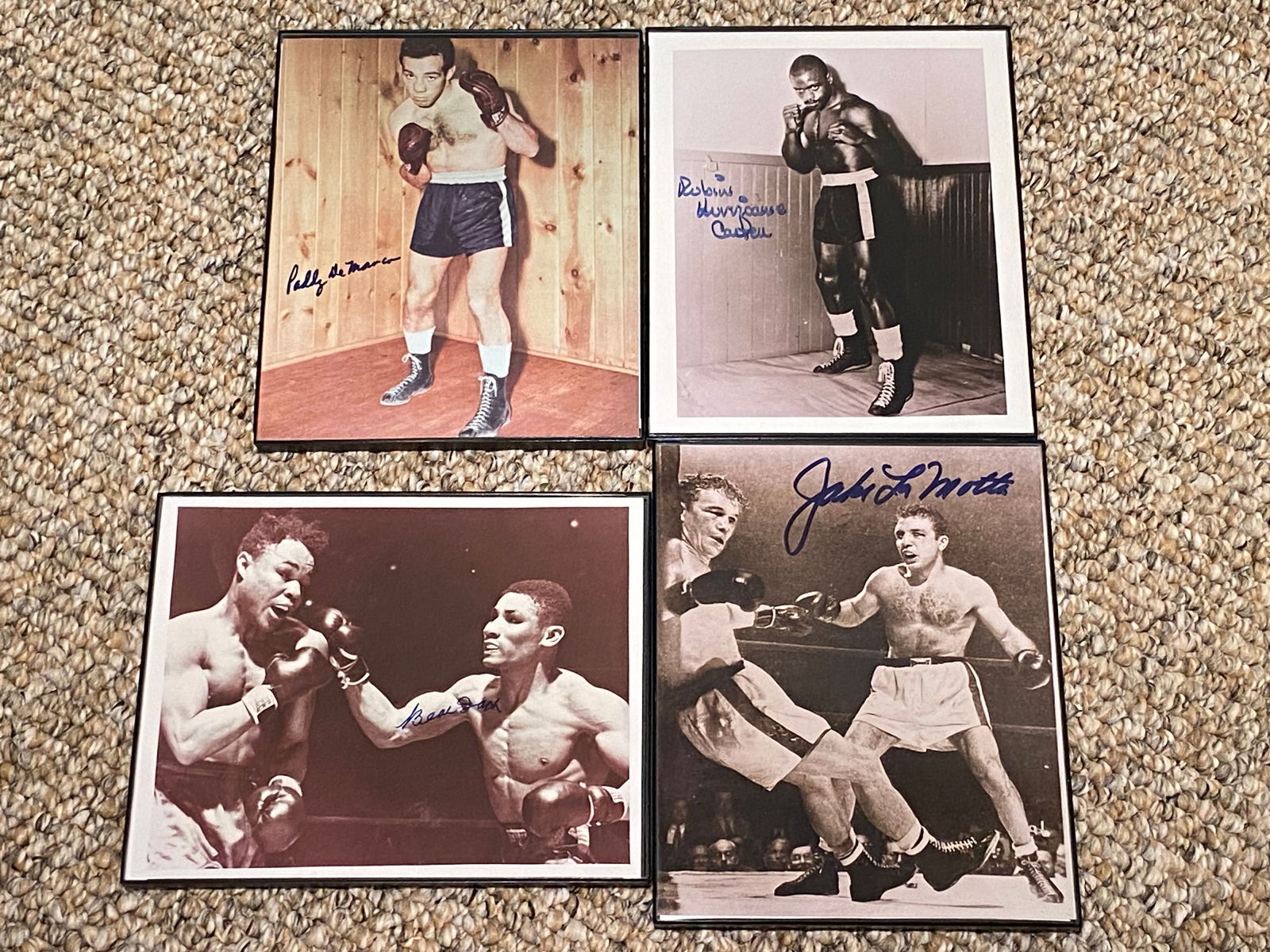 Group of 4 Boxing Greats Autographed Framed Glossy Photographs (1 of 9)
