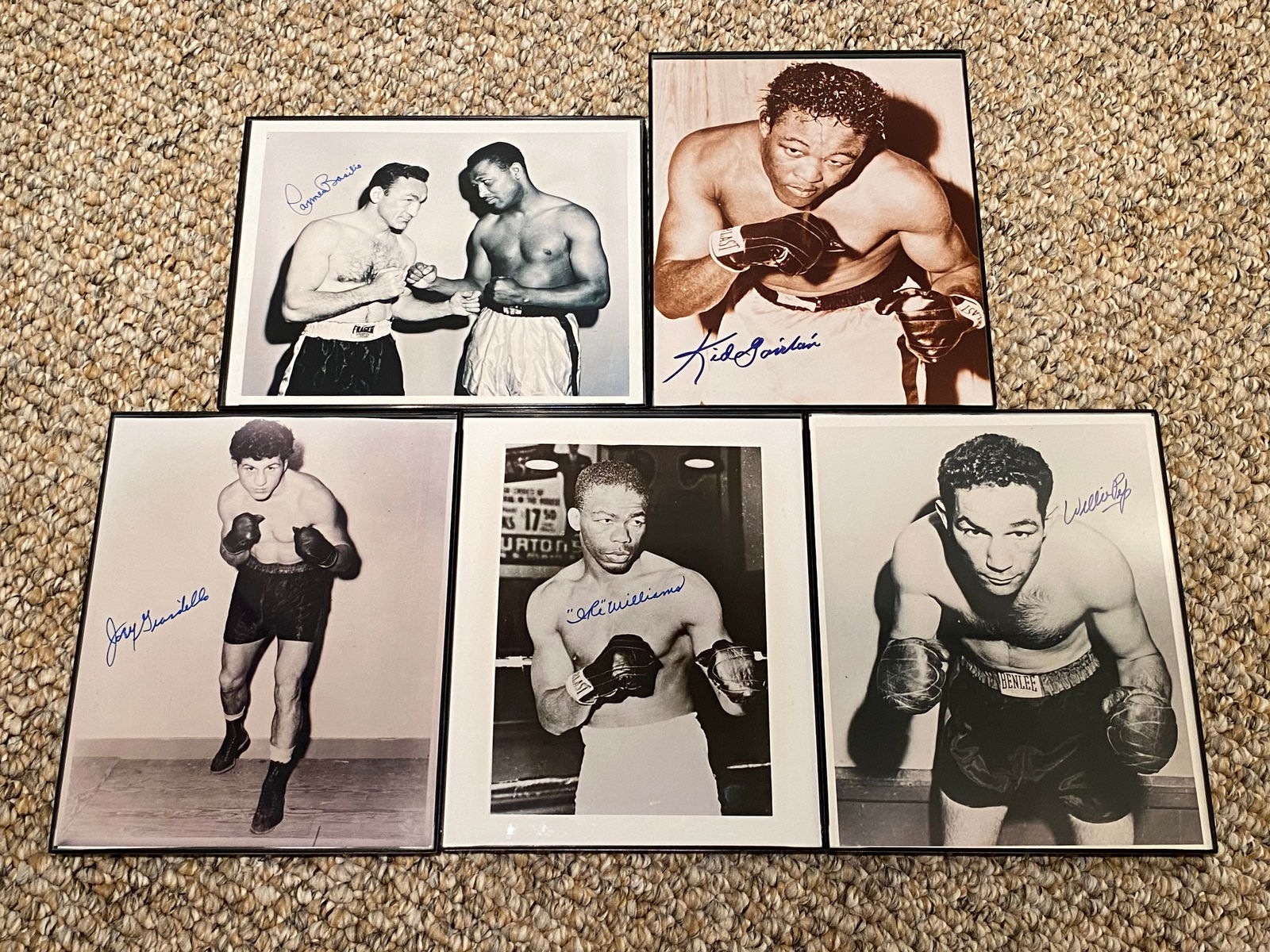 Group of 5 Boxing Greats Autographed Framed Glossy Photographs (1 of 12)