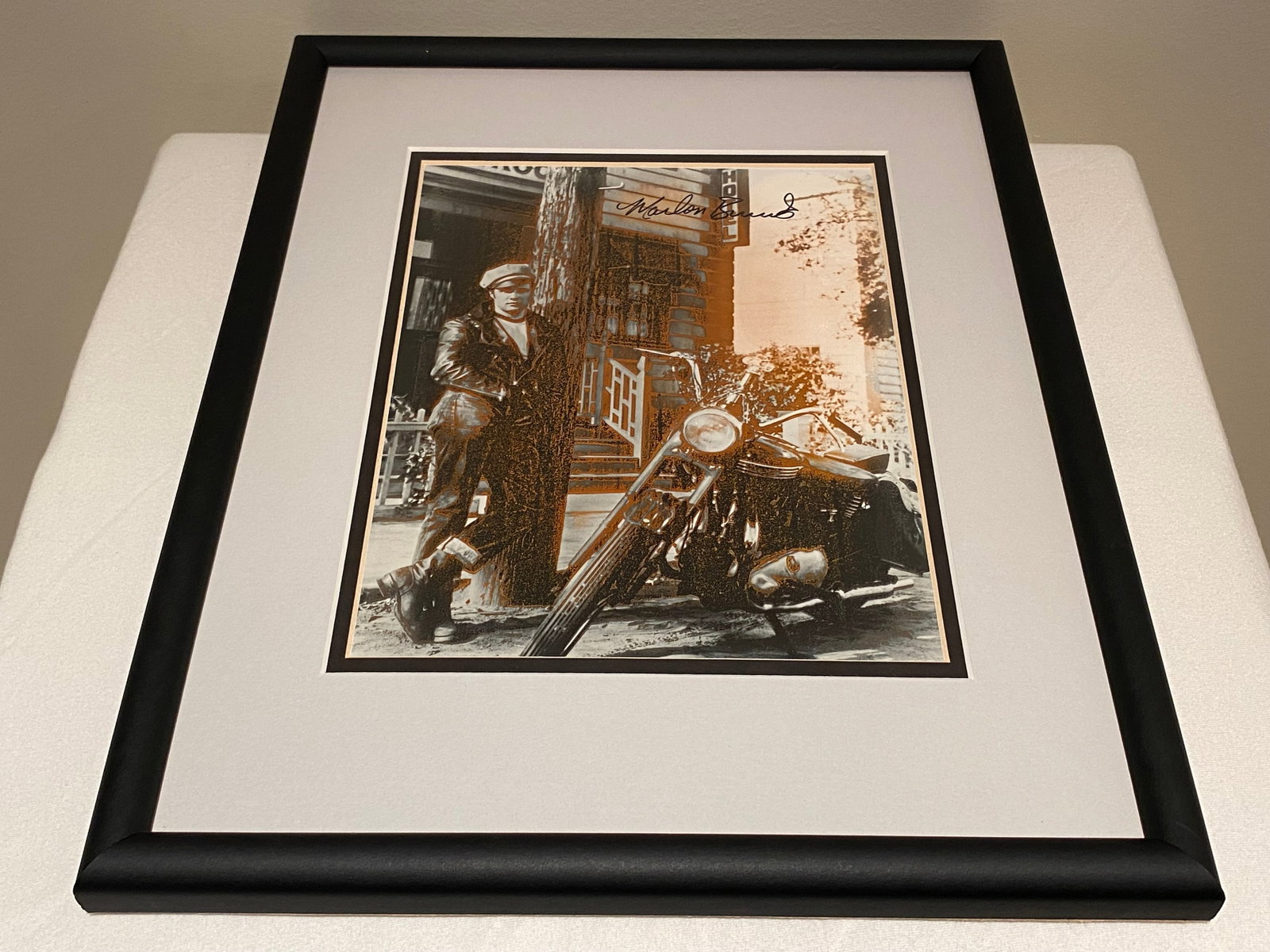 Certified Marlon Brando Signed Acid Wash 8 x 10 Framed Photograph: J. DiMaggio Co. DOA, Framed and Matted