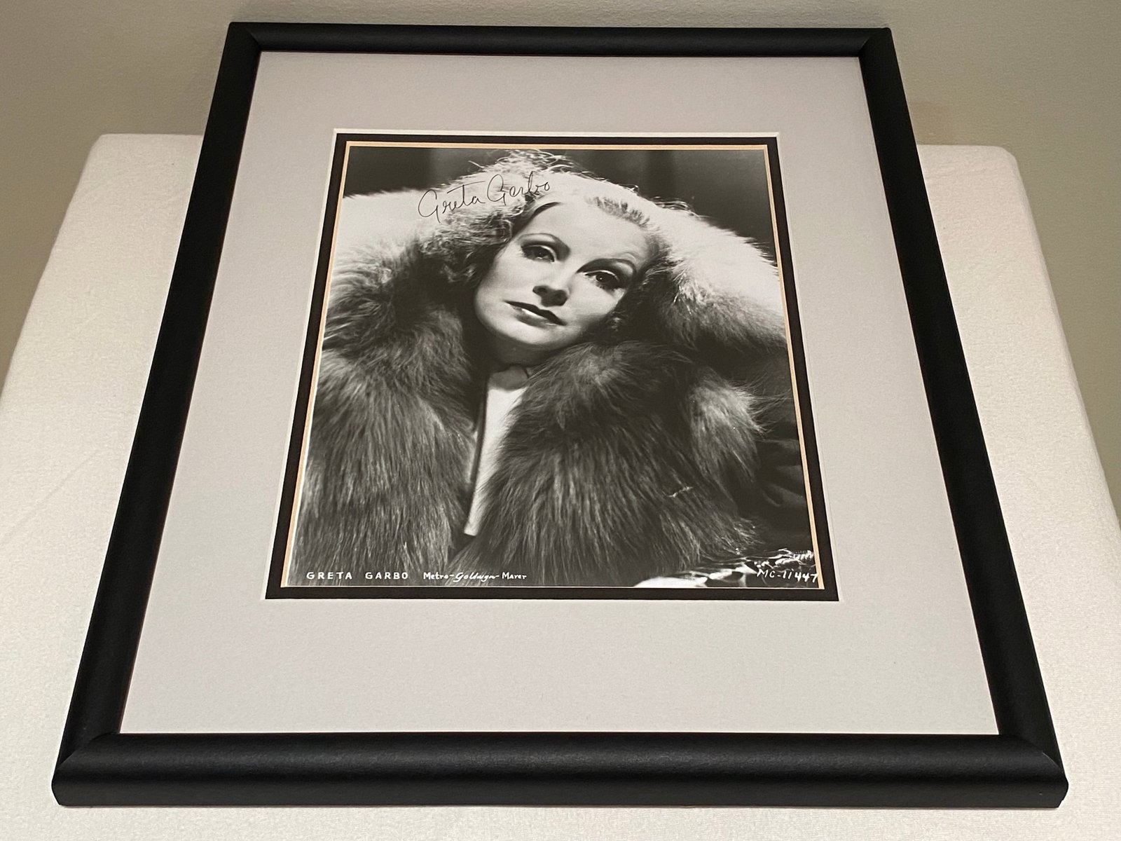 Greta Garbo Signed 8 x 10 MGM Black and White Photograph: Framed and Matted, Marked MC-11447