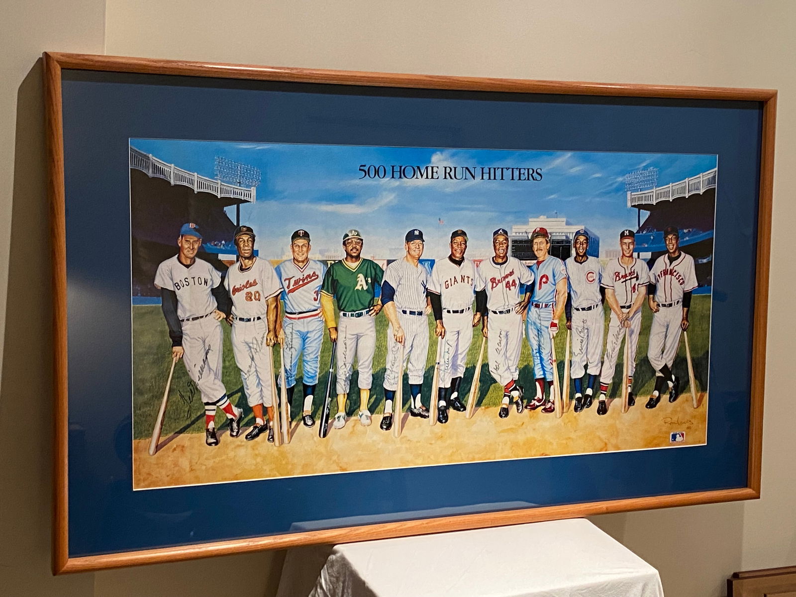 Certified Ron Lewis "500 Home Run Hitters" Players Signed Poster (1 of 11)