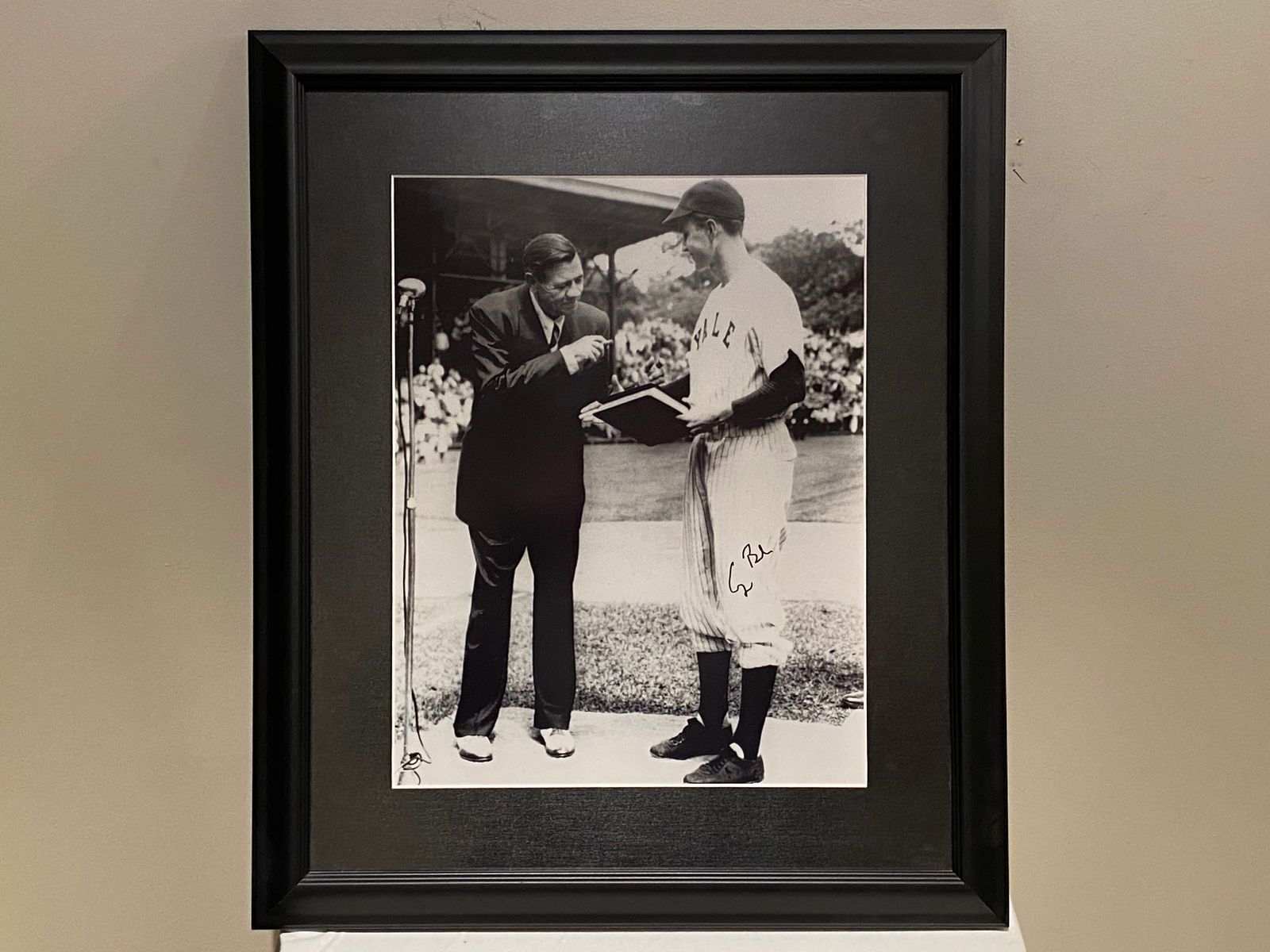Certified George Bush Yale Signed 11 x 14 Photograph w/Babe Ruth Framed (1 of 6)