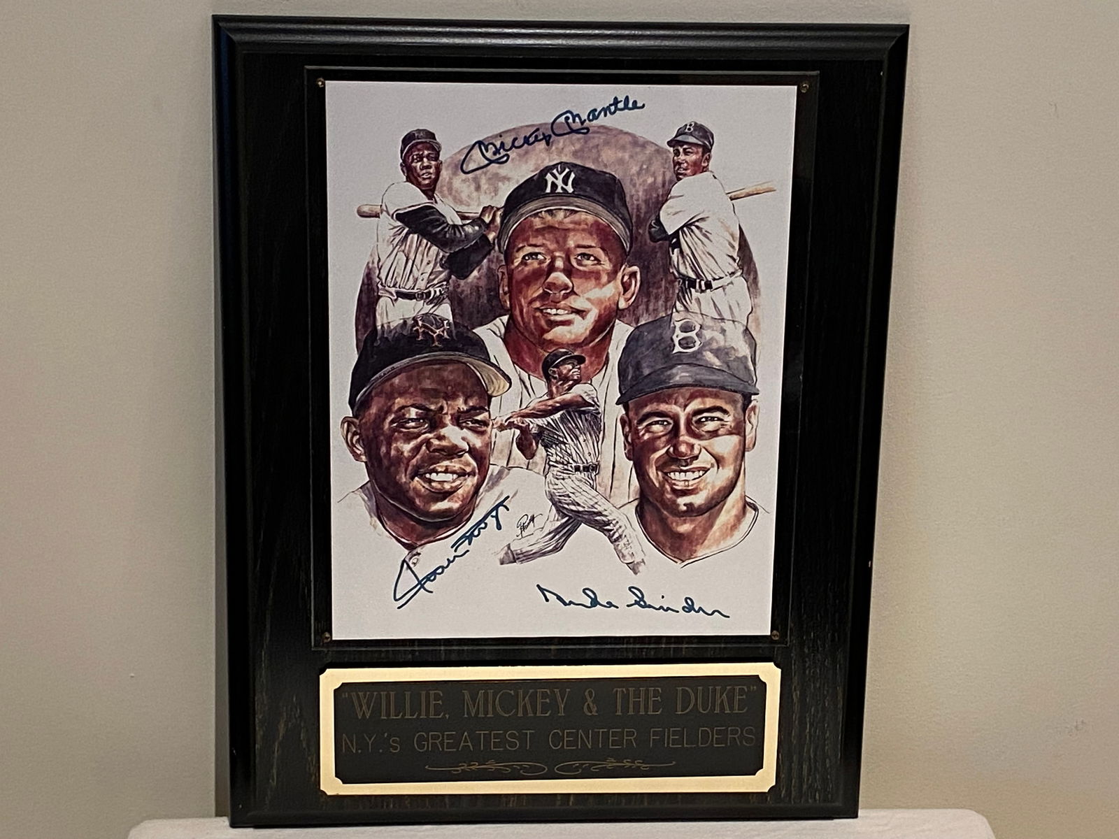 MLB "Willie, Mickey and The Duke" Signed NY's Greatest Center Fielders MLB Licensed Plaque (1 of 9)