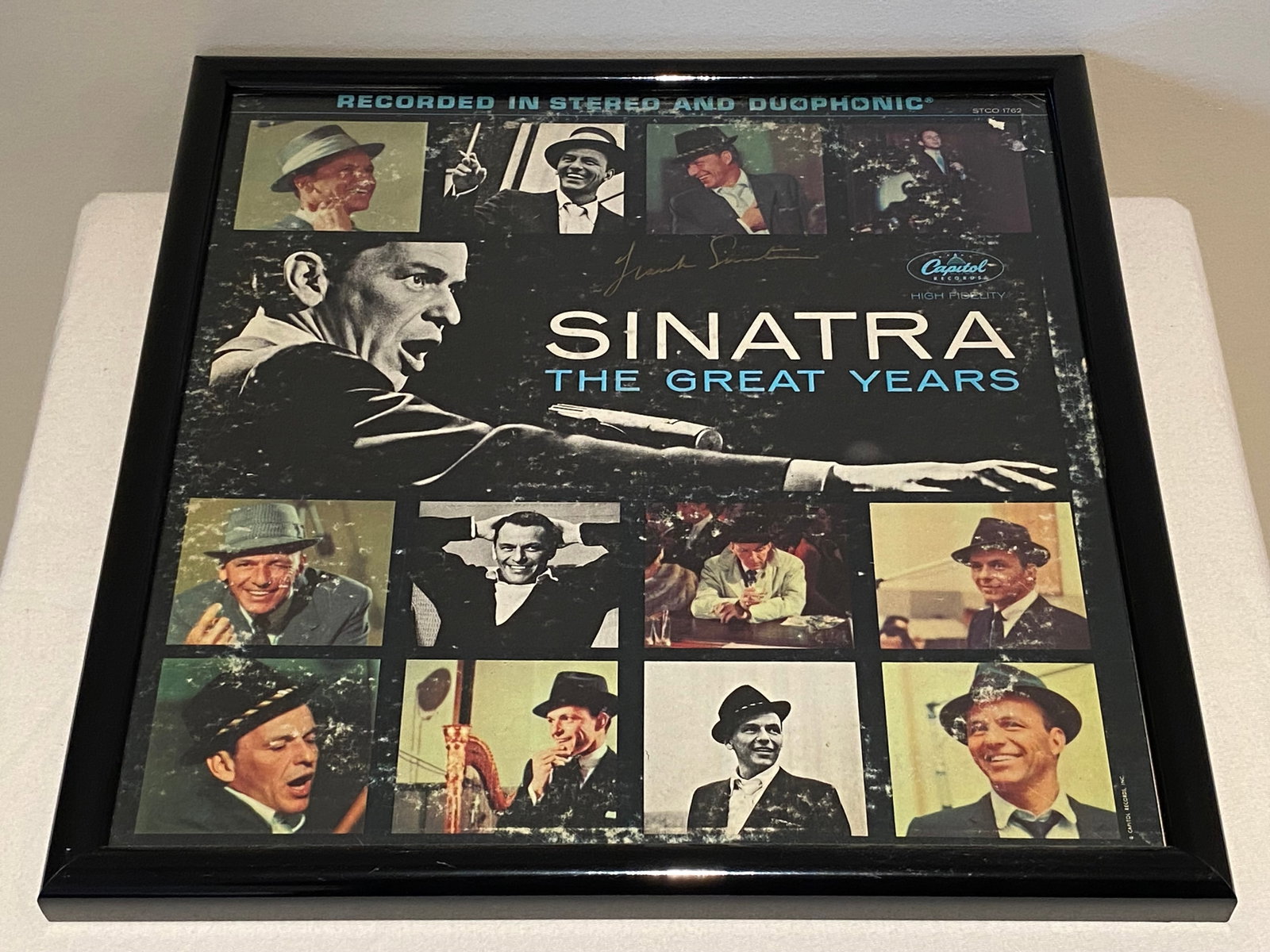 Certified Frank Sinatra Signed " Sinatra The Great Years" Album Cover: J. DiMaggio DOA, Framed, Inscribed " Frank Sinatra"