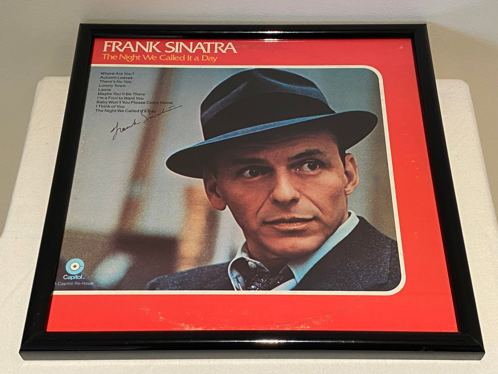 Certified Frank Sinatra Signed " The Night We Called it a Day" Album Cover: J. DiMaggio DOA, Framed, Inscribed " Frank Sinatra"