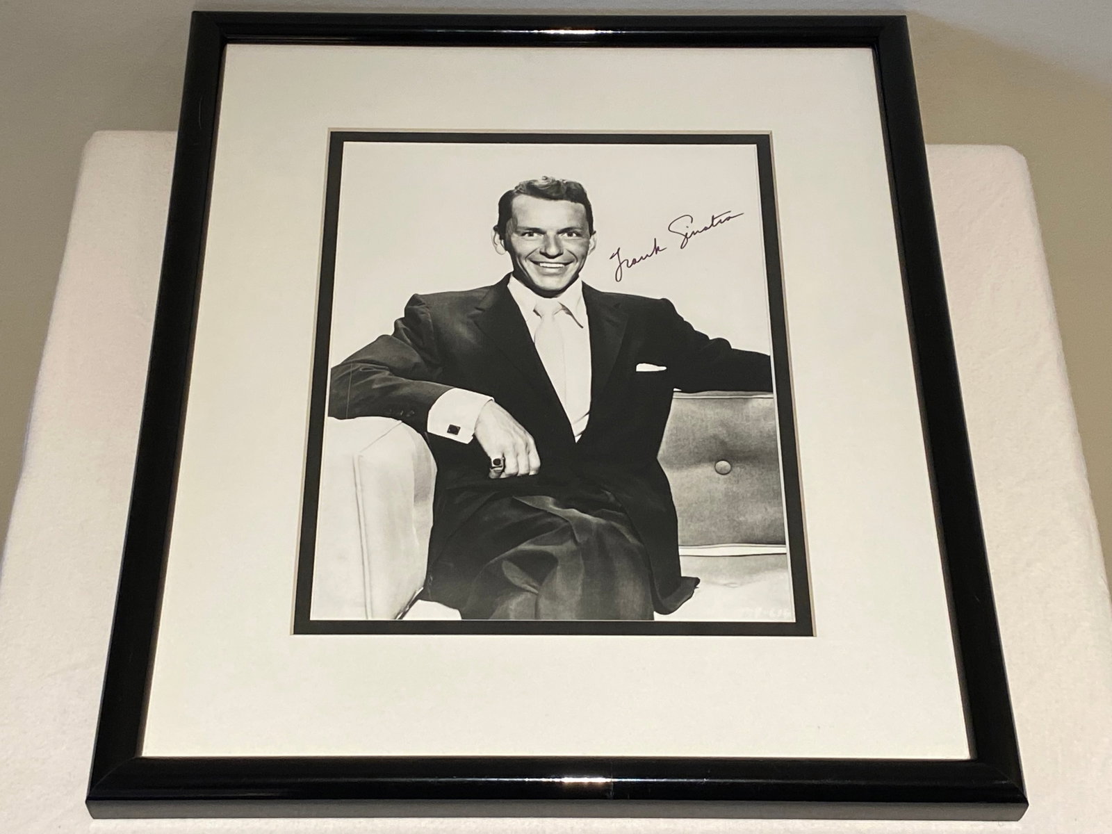 Certified Frank Sinatra Signed 8 x 10 Black and White Glossy Photograph: J. DiMaggio DOA, Framed and Matted