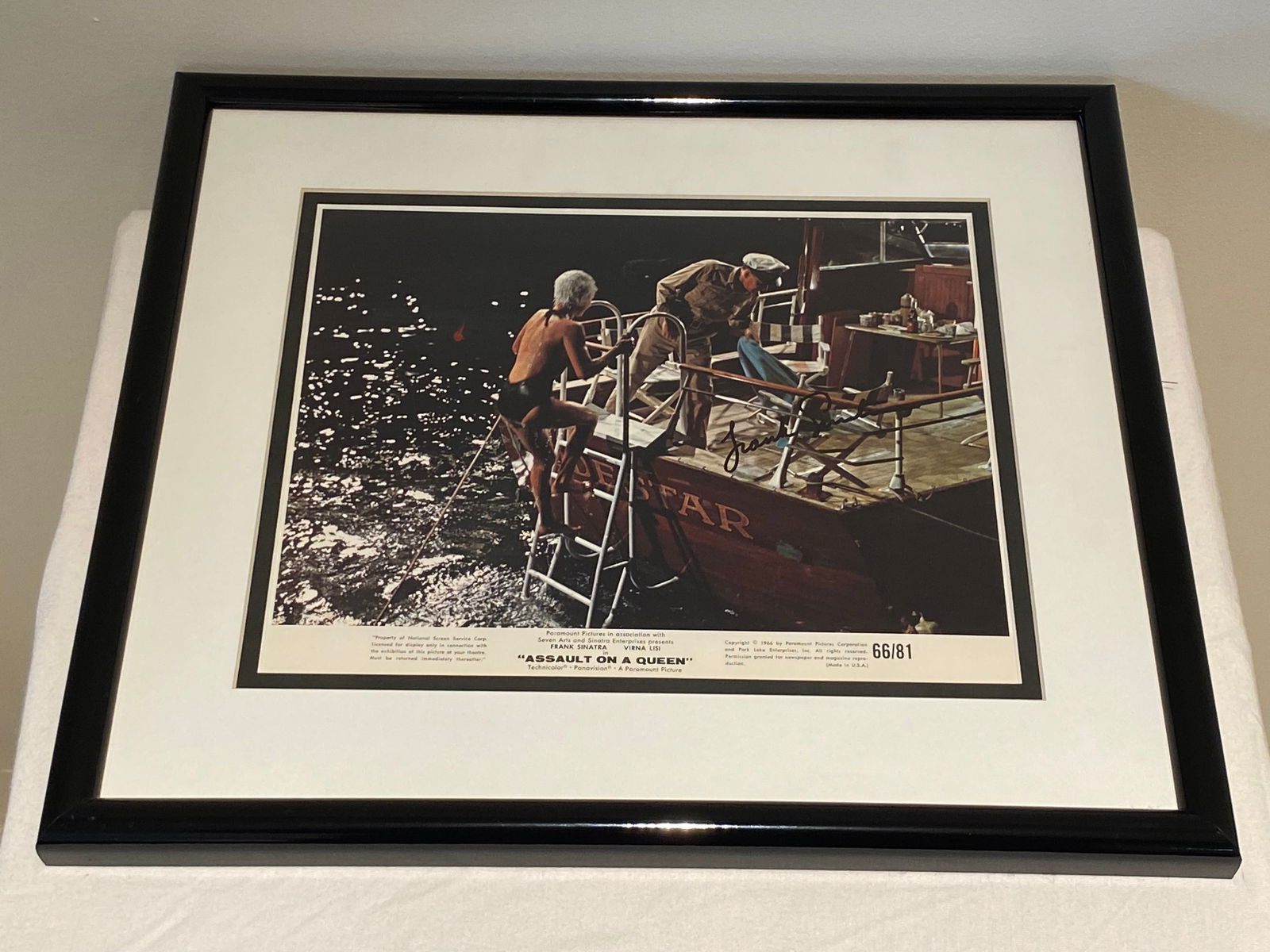 Certified Frank Sinatra Signed "Assault On A Queen" Paramount Color Promo Photo (1 of 7)