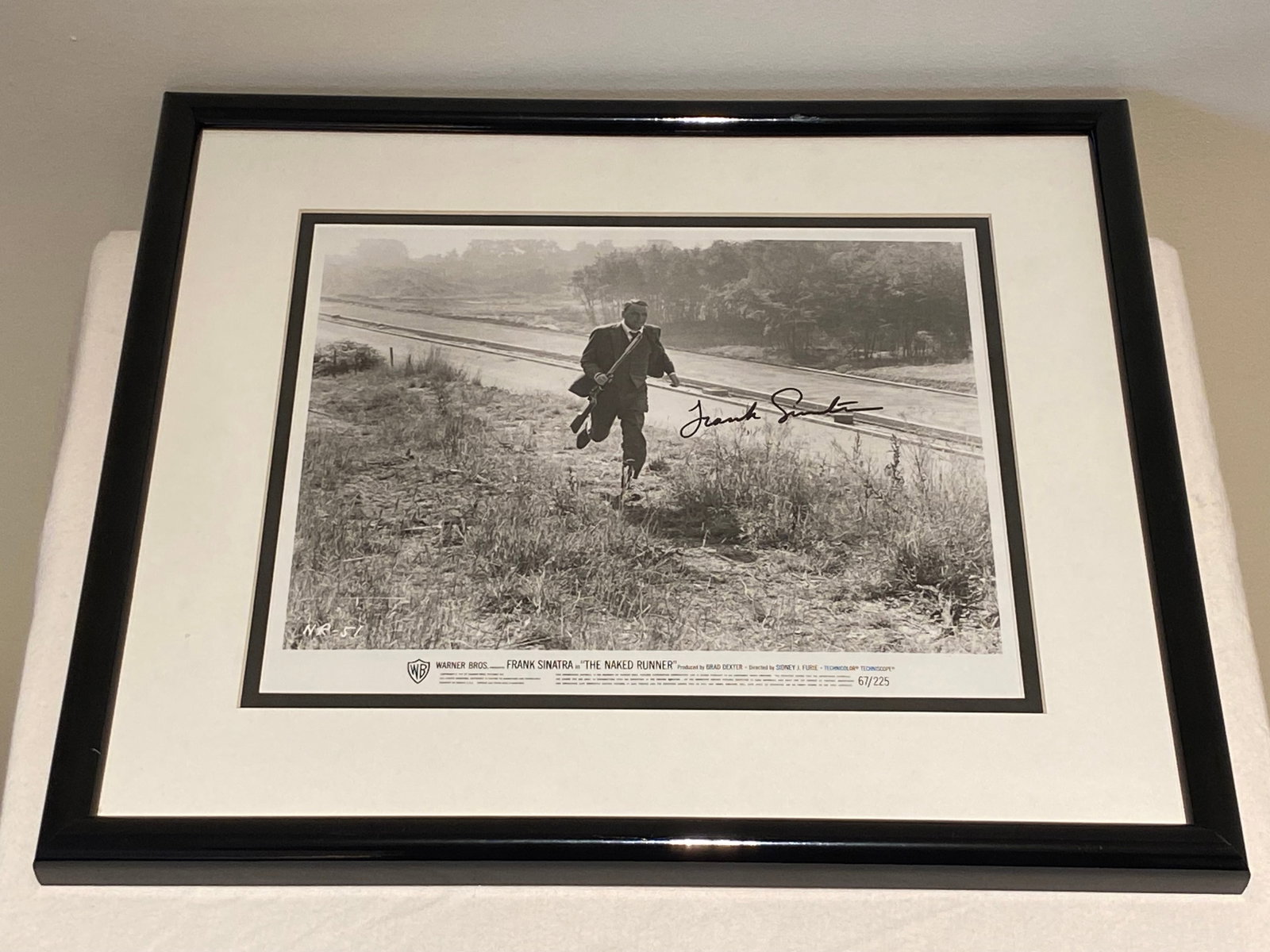 Certified Frank Sinatra Signed "The Naked Runner" WB Promo Photo: J. DiMaggio DOA, Framed and Matted, 1967 67/225, Stamped NR-51