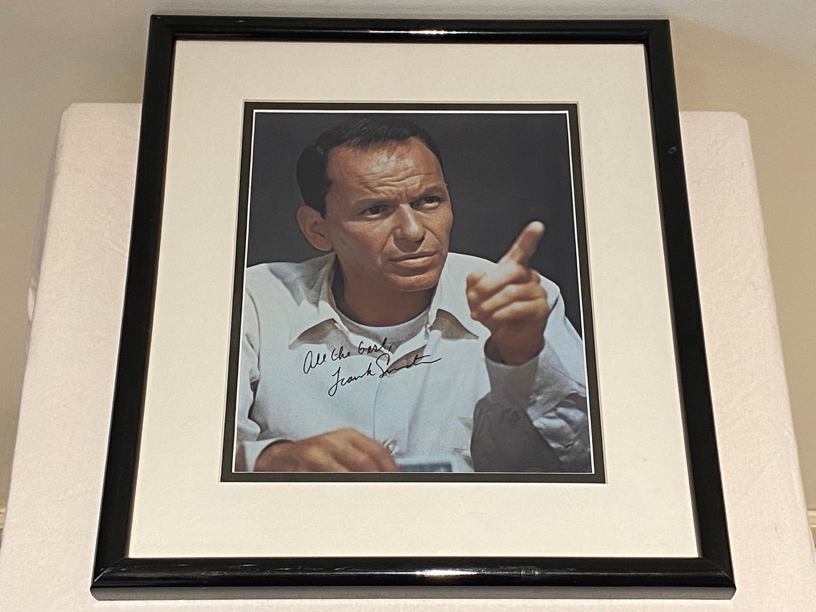 Certified Frank Sinatra Signed 8 x 10 Color Glossy Photograph: Framed and Matted,Inscribed "All The Best, Frank Sinatra", Document of Athentication- J. DiMaggio Co.