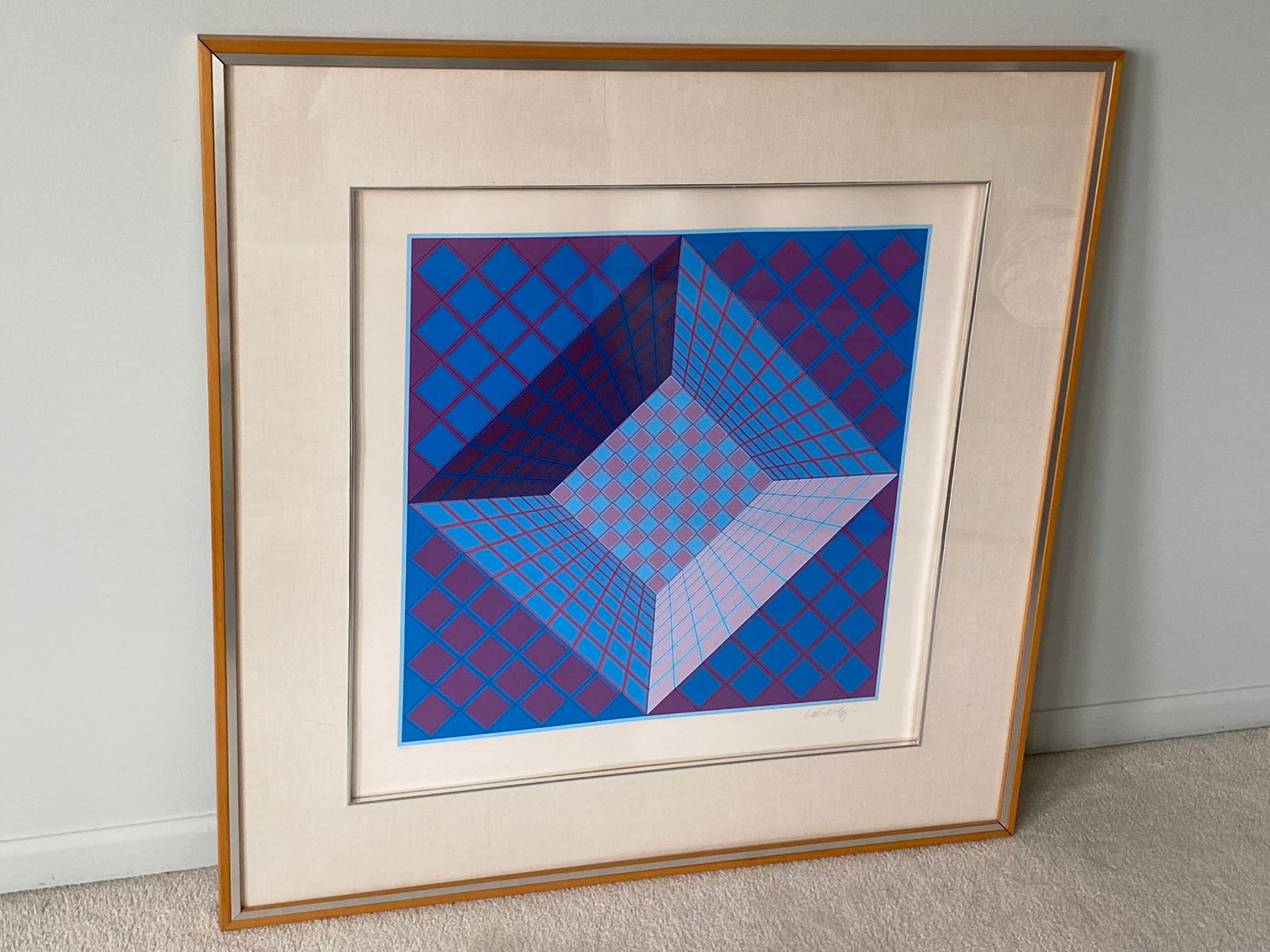 Victor Vasarely SINPO リトグラフ 直筆サイン 真作 額装 Victor Vasarely SINPO リトグラフ 直筆サイン 真作 額装