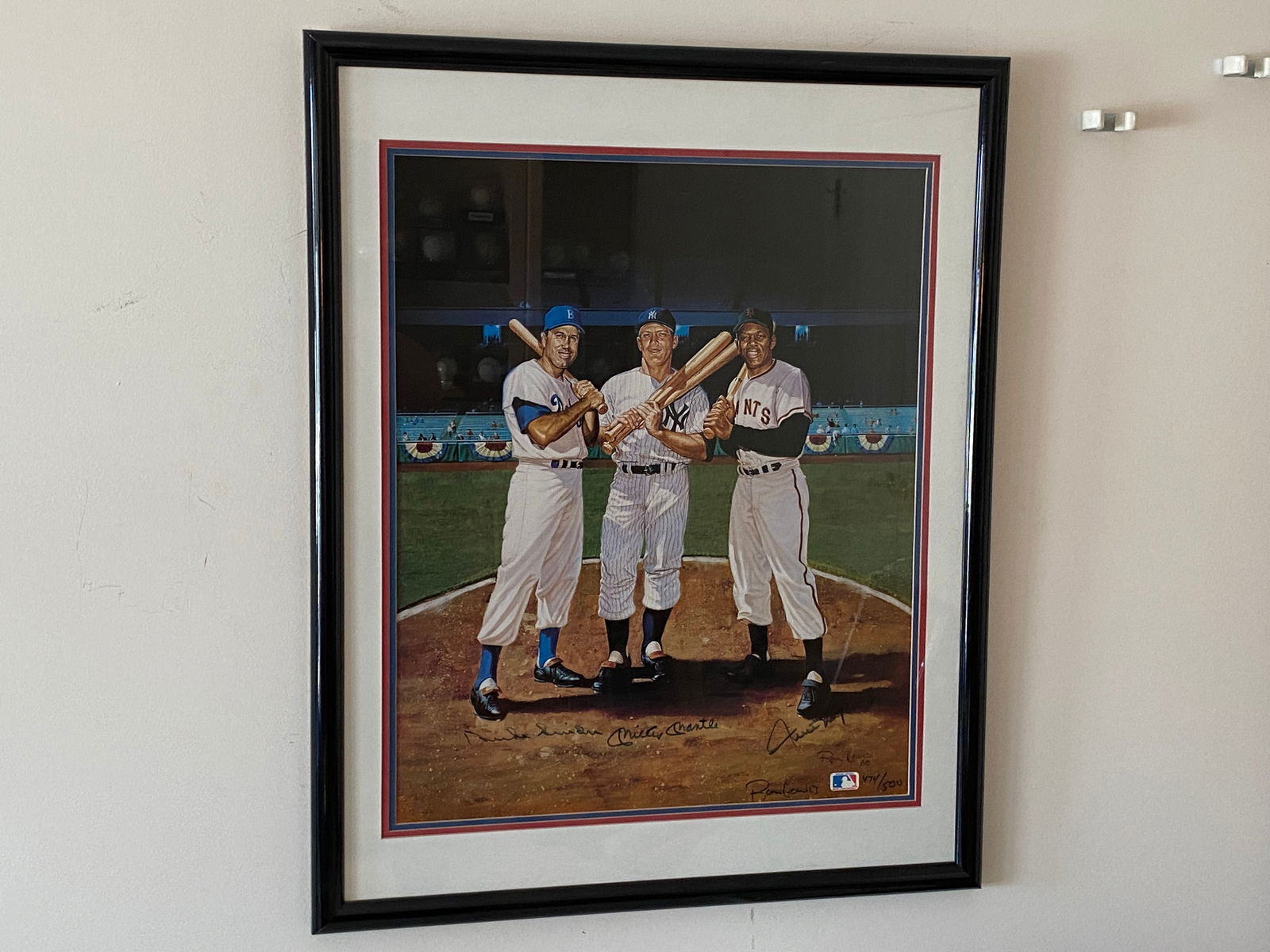Certified Mickey Mantle, Willie Mays And Duke Snider Signed 1988 Ron Lewis 20 x 24 Print? (1 of 11)