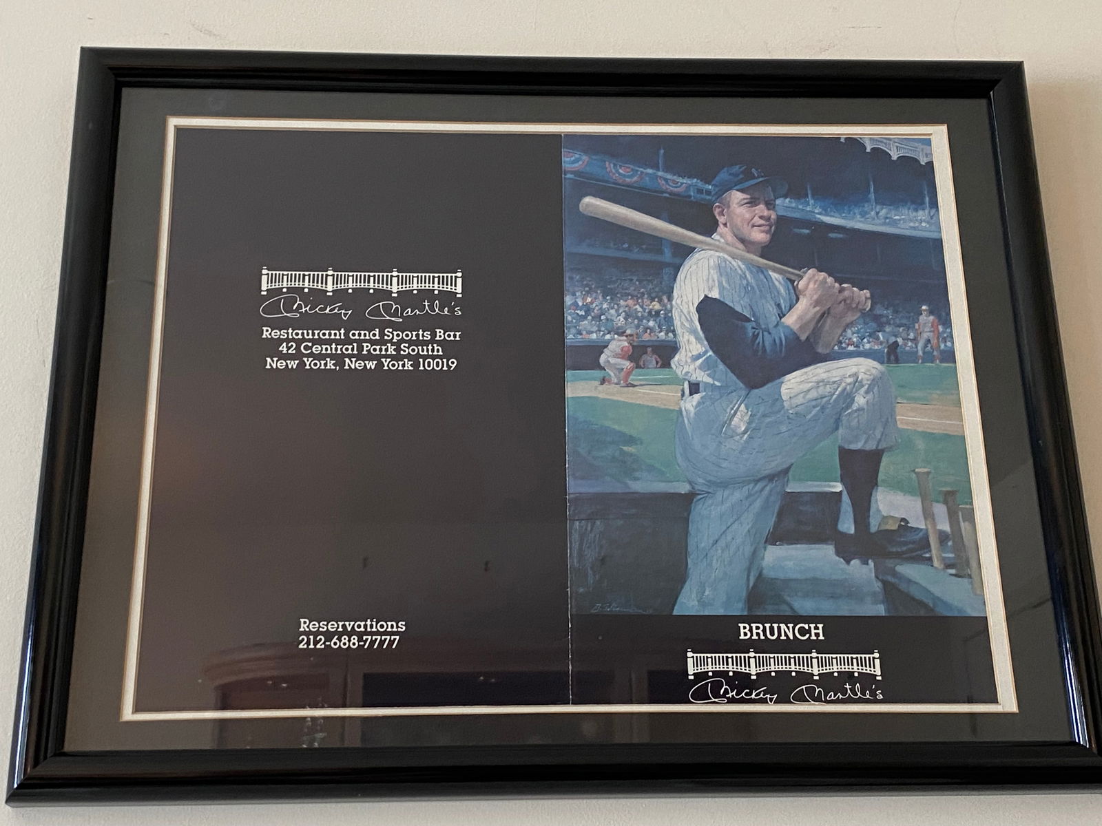 Mickey Mantle NY New York Yankees Signed Brunch Menu (1 of 5)