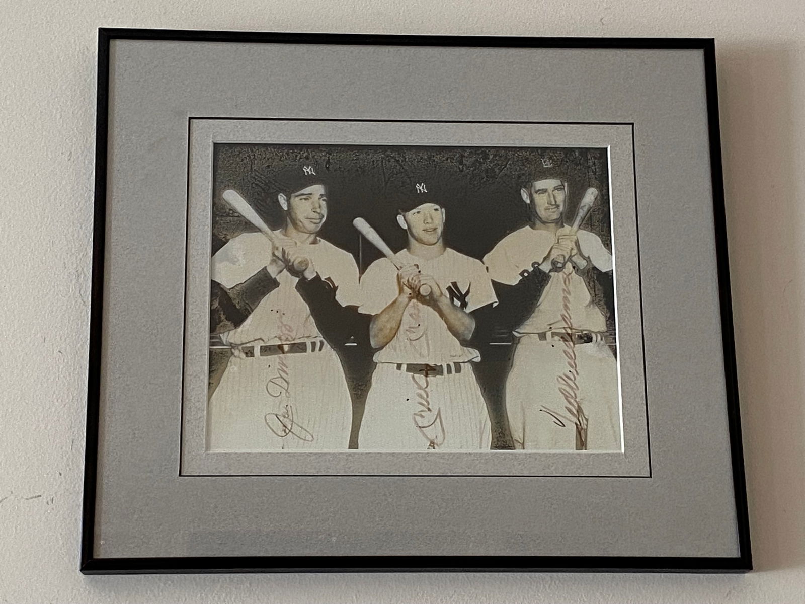 Authenticated Triple Signed Joe DiMaggio, Mickey Mantle and Ted Williams 8 x 10 Photograph (1 of 9)