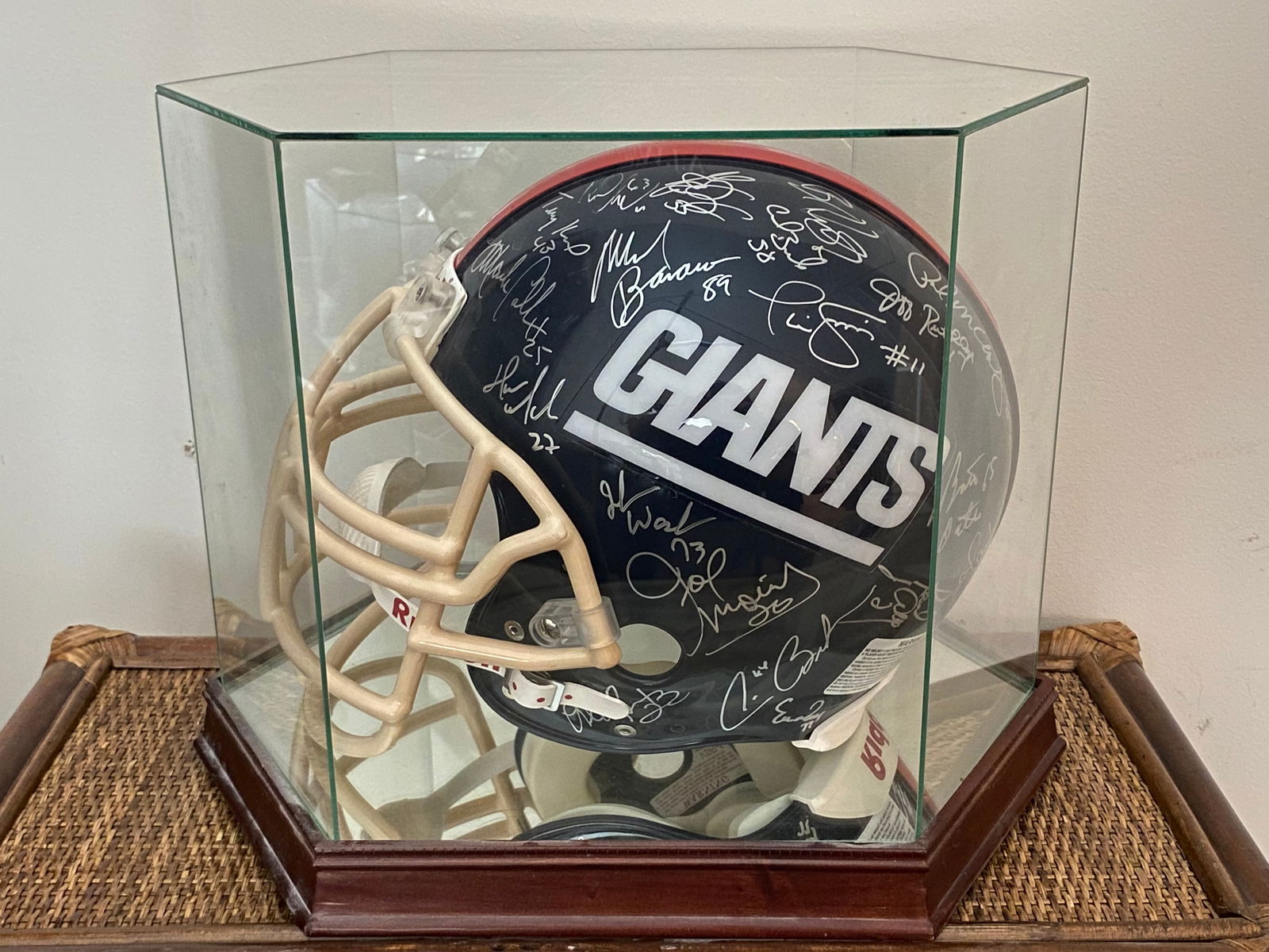 Certified NY Giants Phil Simms 40 Signatures Team Signed Helmet (1 of 13)