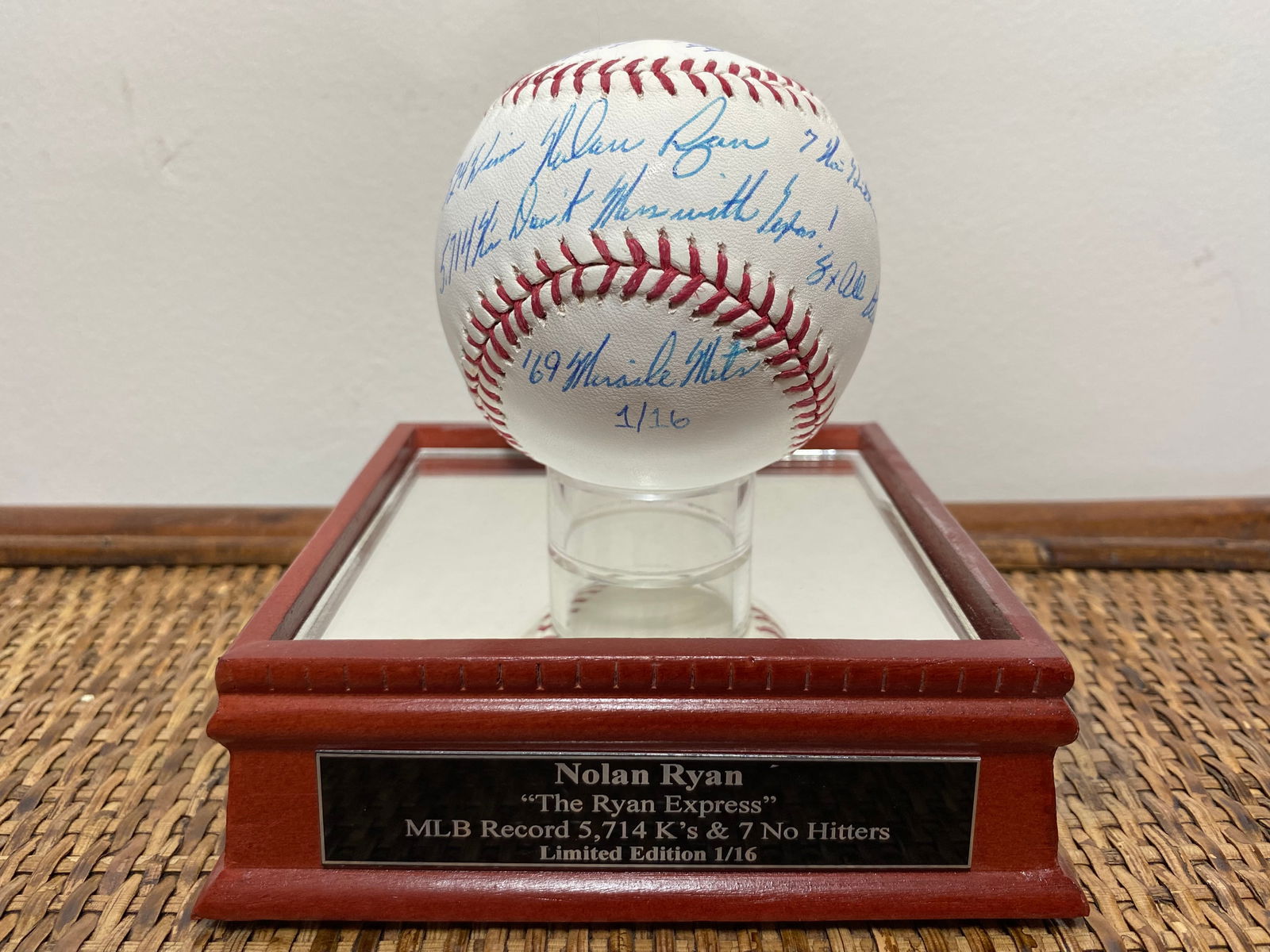 Certified Nolan Ryan Signed and Inscribed MLB Baseball (1 of 10)