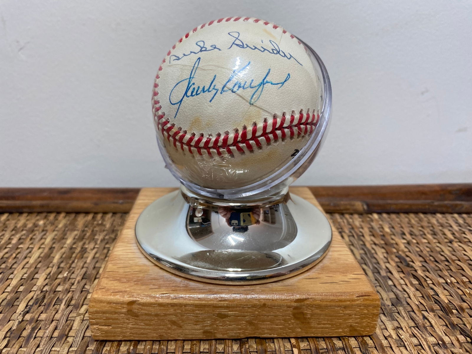 Duke Snider, Sandy Kofax and Pee Wee Reese Dodgers HOF Signed Baseball (1 of 6)