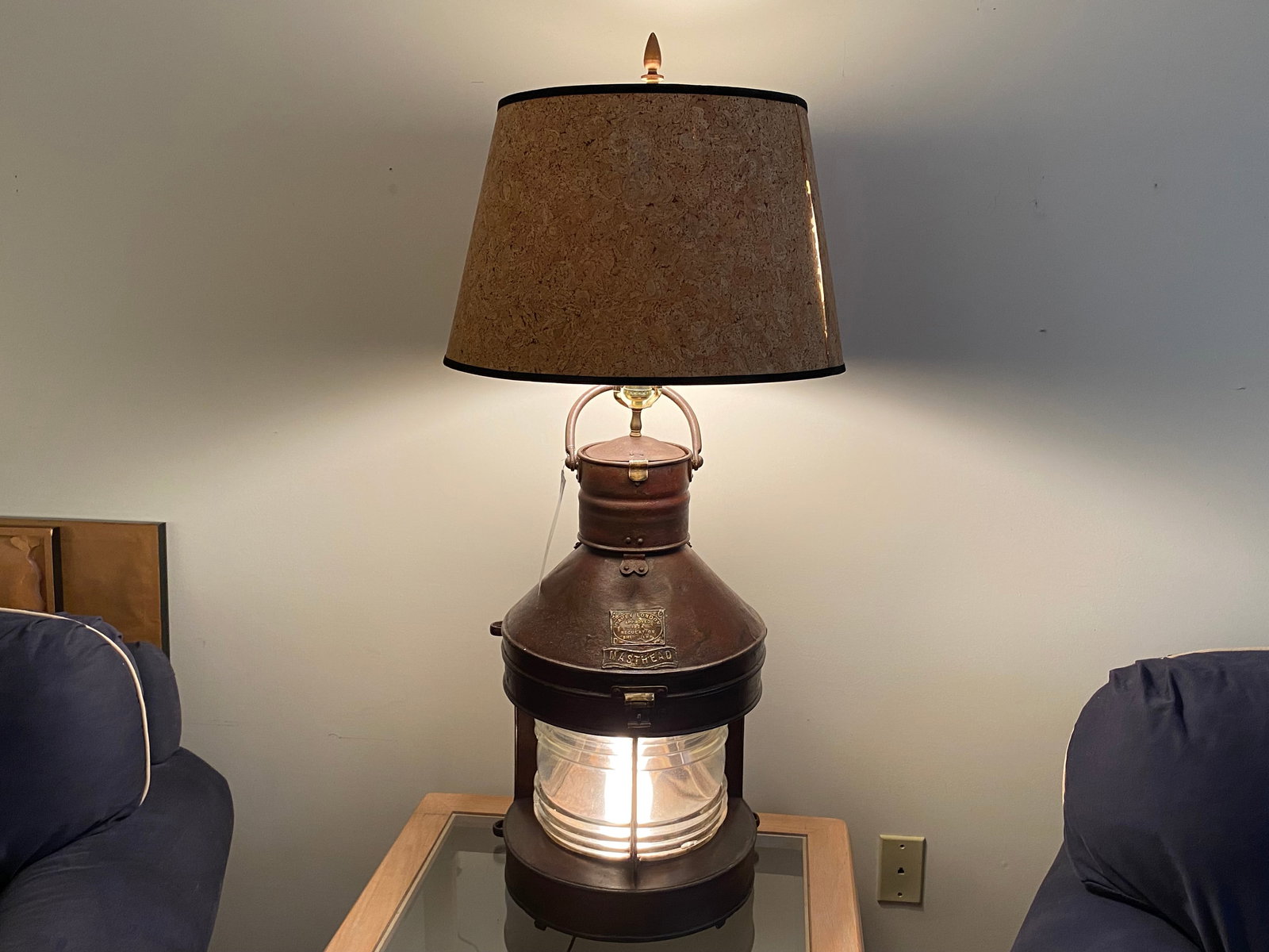 Vintage Davey London Masthead Copper Ship Lamp Mounted as a Table Lamp (1 of 7)