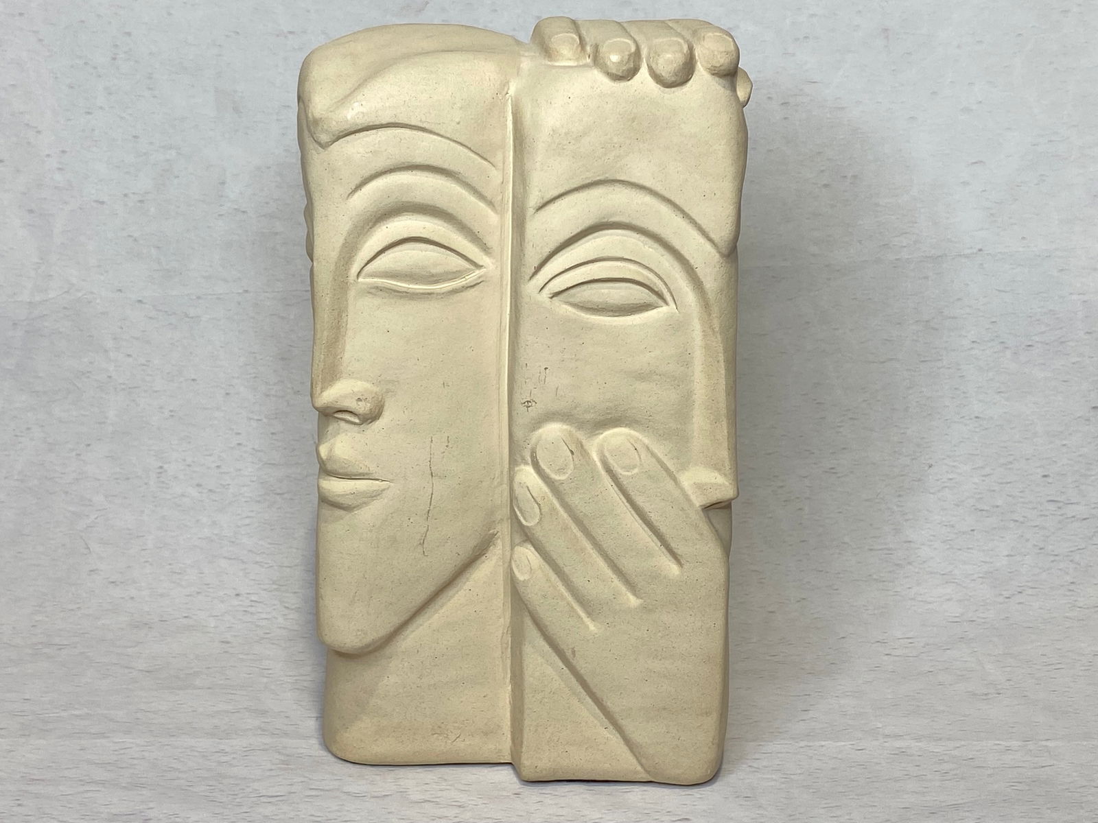 Ceramic Block Head Sculpture (1 of 4)
