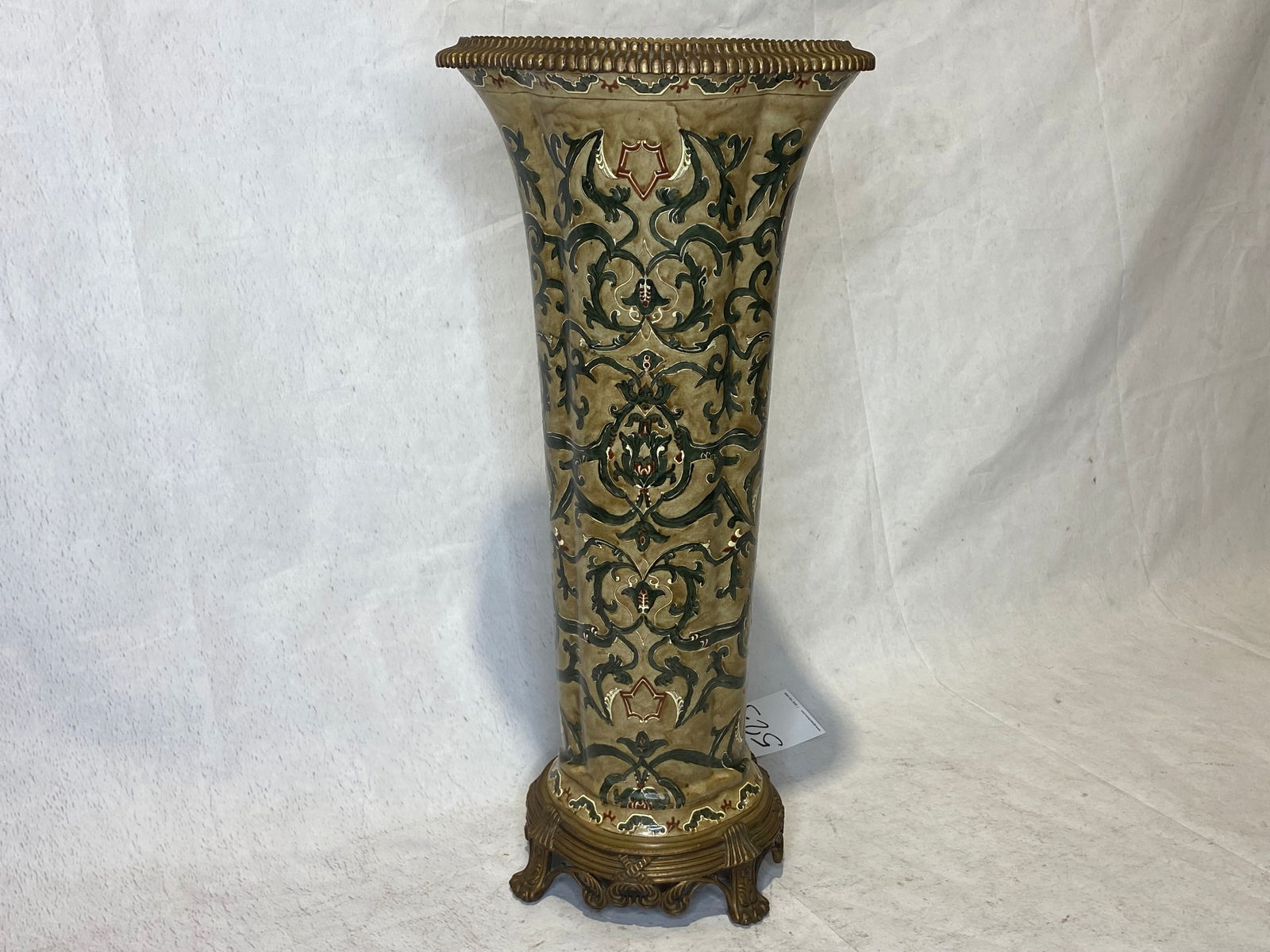 Vintage CASTILIAN Brass and Ceramic Umbrella Stand (1 of 6)
