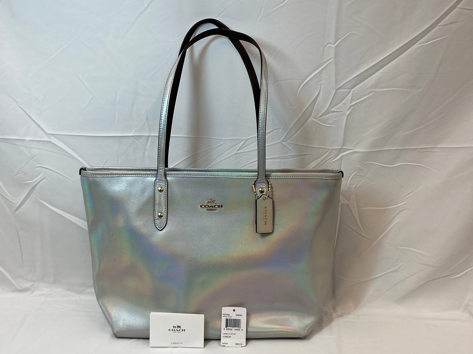 COACH VINTAGE CITY ZIP TOTE HOLOGRAM IRIDESCENT LEATHER (1 of 10)