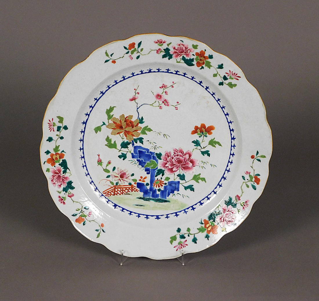 Porcelain Round Platter w/ Floral Motif Qing Dynasty or Possibly Earlier