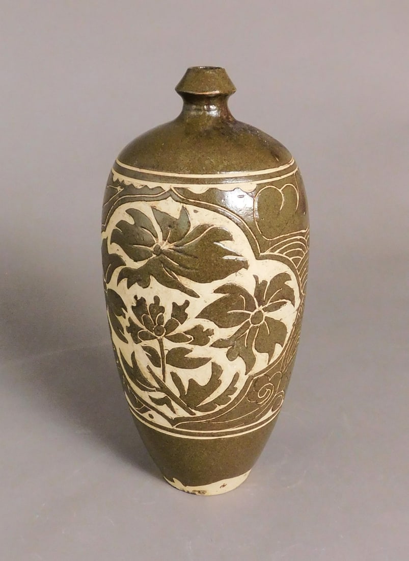 Carved Stoneware Vase Cizhou Meiping Vase Song Dynasty (1 of 6)