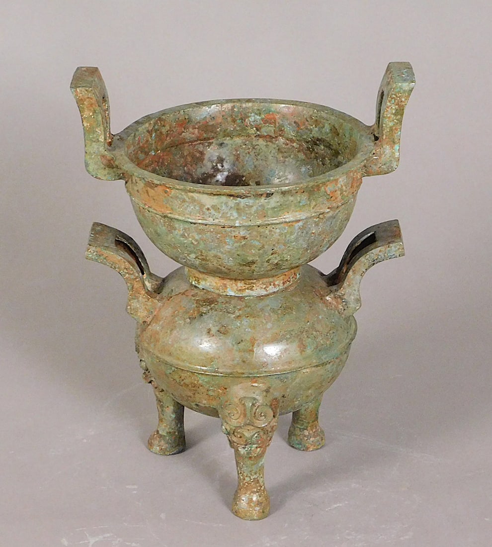 Bronze 2 Piece Xian Ritual Food Vessel Zhou Dynasty (1 of 13)