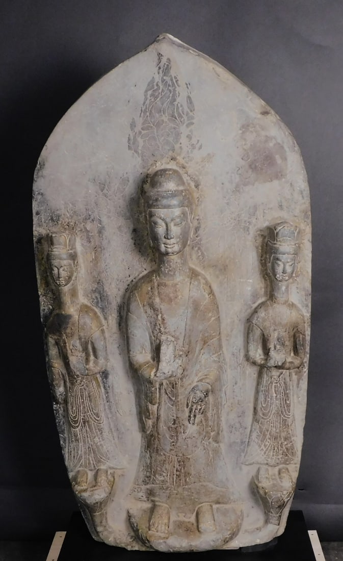 Monumental Carved Stone Buddha and Attendants Stele Northern Qi Dynasty (1 of 20)