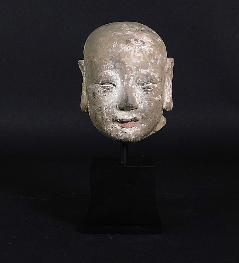 Carved Stone Lohan Head Early Tang Dynasty (1 of 9)