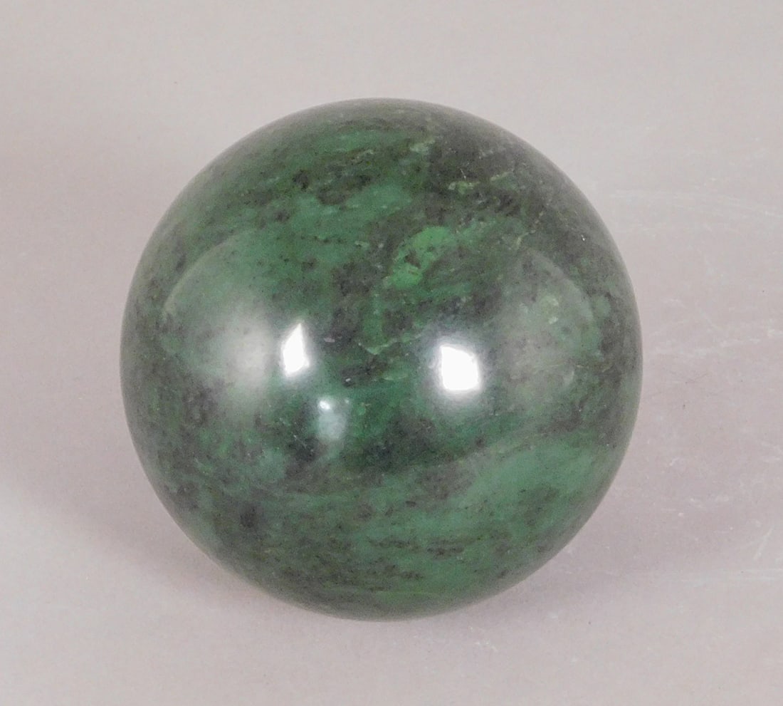 Polished Nephrite Spinach Jade Sphere 20th Century possibly Earlier (1 of 5)