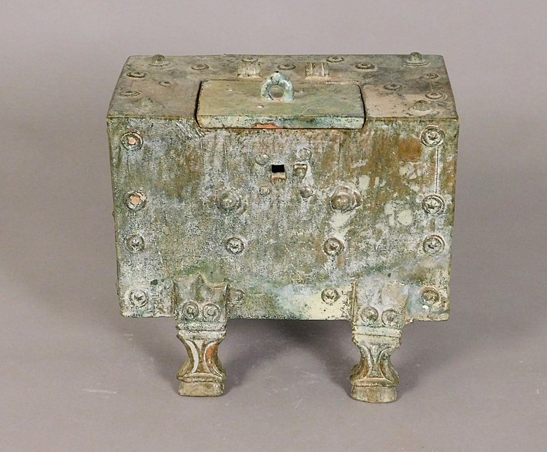 Terra Cotta Iridescent Green Glaze Rectangular Lidded Box Han Dynasty (1 of 18)