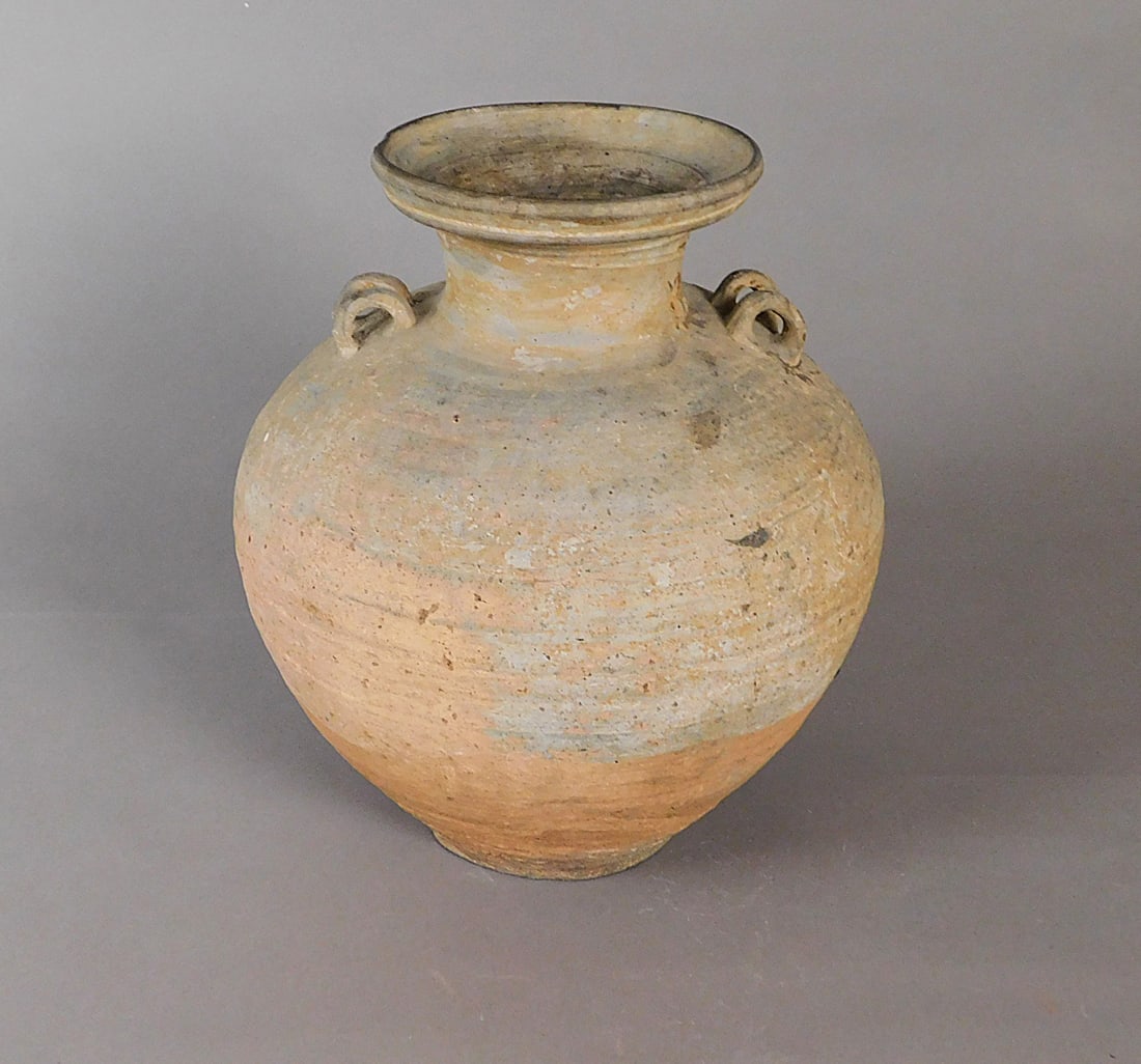 Gray Stoneware Jar Han Dynasty: Gray Stoneware Jar presumably Han Dynasty Approx.13 x 11.25" Diam PROVENANCE: Weisbrod Chinese Art, Ltd., New York