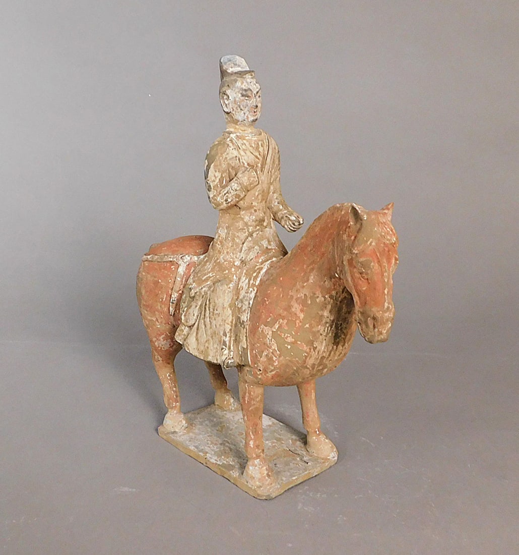 Painted Pottery Horse with Soldier Northern Wei Dynasty: Painted Pottery Horse with Soldier presumably Northern Wei Dynasty (386-534) Approx. 12.75 x 11 x 3.75" PROVENANCE: Weisbrod Chinese Art, Ltd., New York