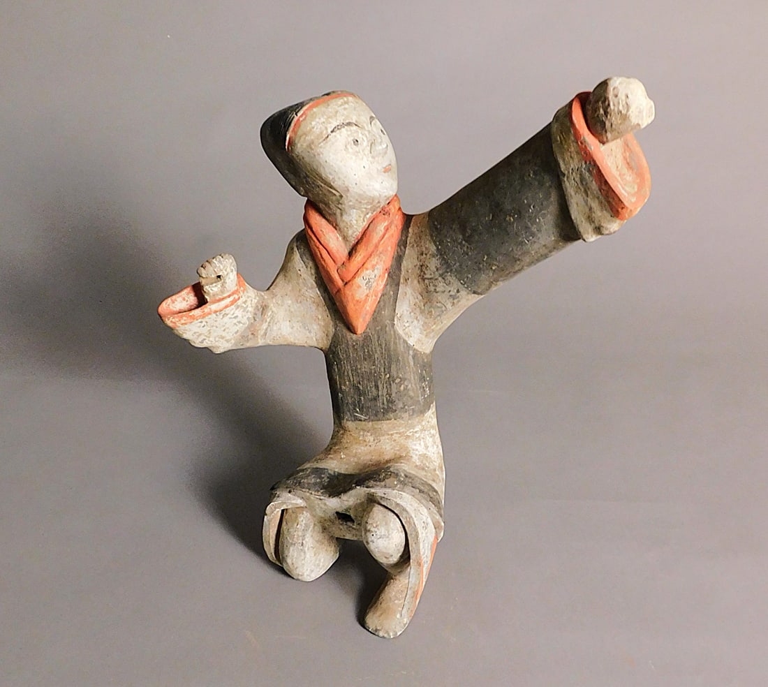 Painted Pottery Archer Han Dynasty: Painted Pottery Archer presumably Han Dynasty (206BCE-220CE) in custom box Approx. 14 x 12 x 5.5" PROVENANCE: Weisbrod Chinese Art, Ltd., New York