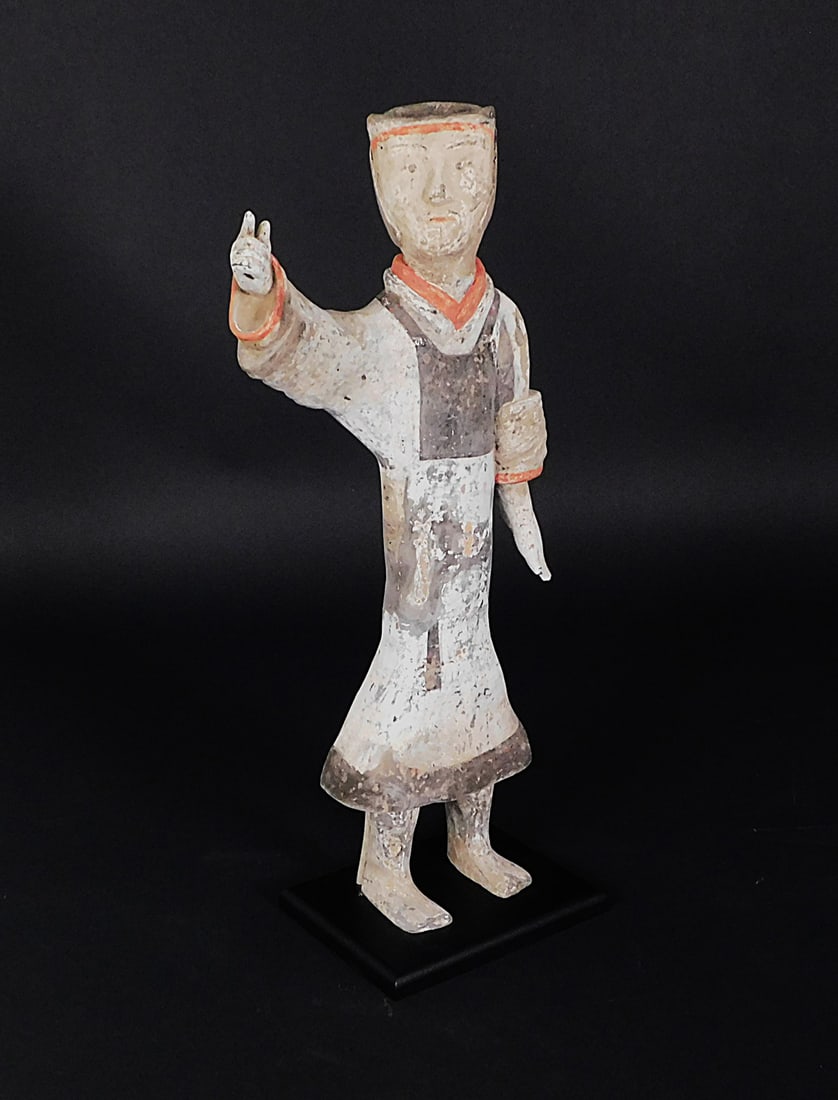 Painted Pottery Pointing Large Attendant Han Dynasty (1 of 13)