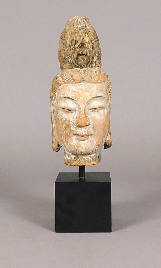 Carved Wood Head of Bodhisattva Late Tang/Early Five Dynasties (1 of 19)