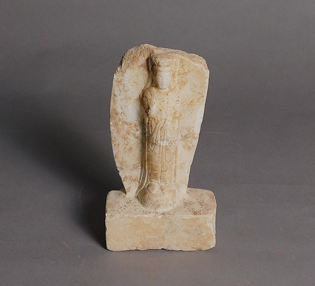 Marble Buddha Stele Northern Qi Dynasty: Marble Buddha Stele presumably Northern Qi Dynasty (550-577) Approx. 9.5 x 5 x 2.5" PROVENANCE: Weisbrod Chinese Art, Ltd., New York
